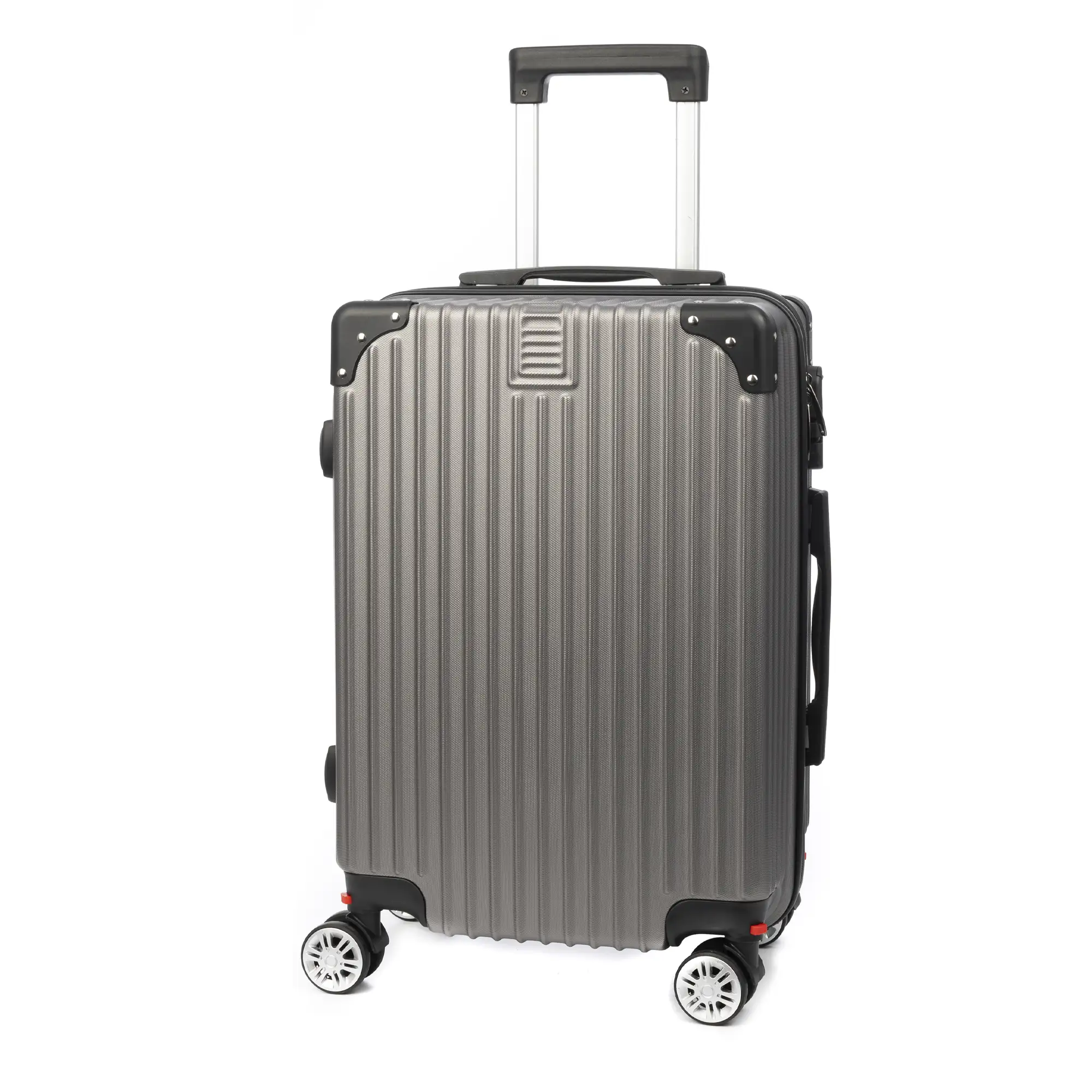 Maleta de cabina Trolley en material ligero de ABS de alta resistencia con esquinas reforzadas. Cerradura numérica y 4 ruedas dobles extraíbles y giratorias 360°.