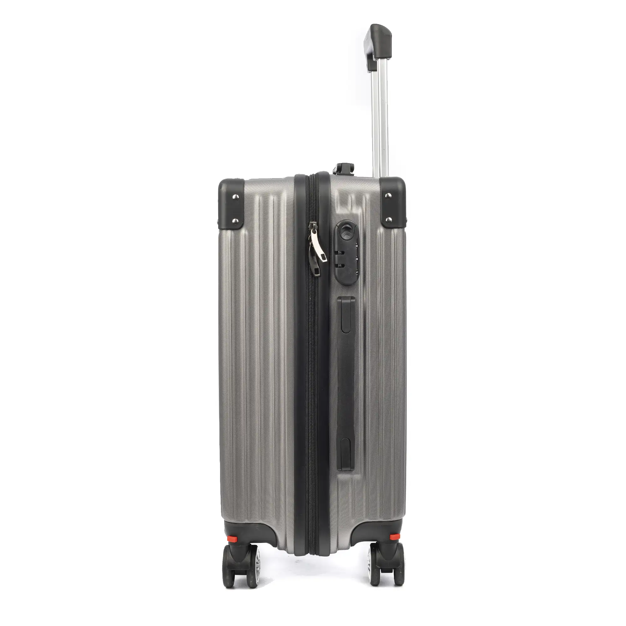 Maleta de cabina Trolley en material ligero de ABS de alta resistencia con esquinas reforzadas. Cerradura numérica y 4 ruedas dobles extraíbles y giratorias 360°.