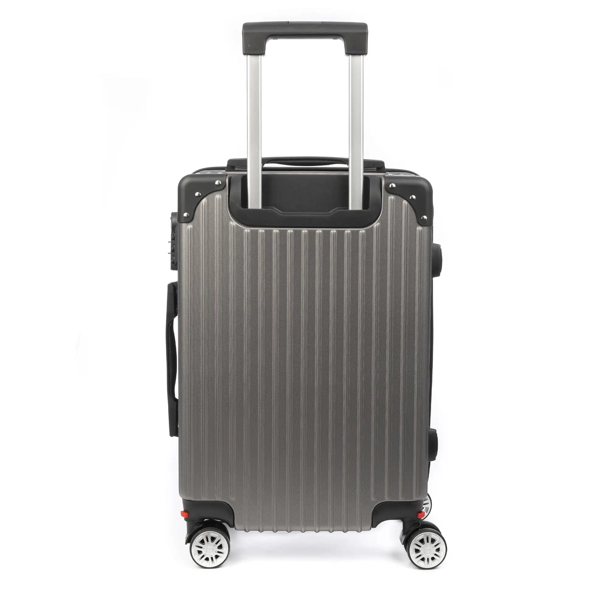 Maleta de cabina Trolley en material ligero de ABS de alta resistencia con esquinas reforzadas. Cerradura numérica y 4 ruedas dobles extraíbles y giratorias 360°.
