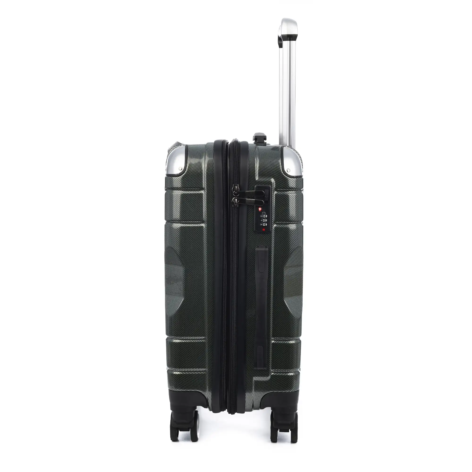 Maleta de cabina Trolley extensible en material ligero de ABS+PC de alta resistencia con esquinas reforzadas. Cerradura numérica TSA, 4 ruedas dobles extraíbles y giratorias 360°.