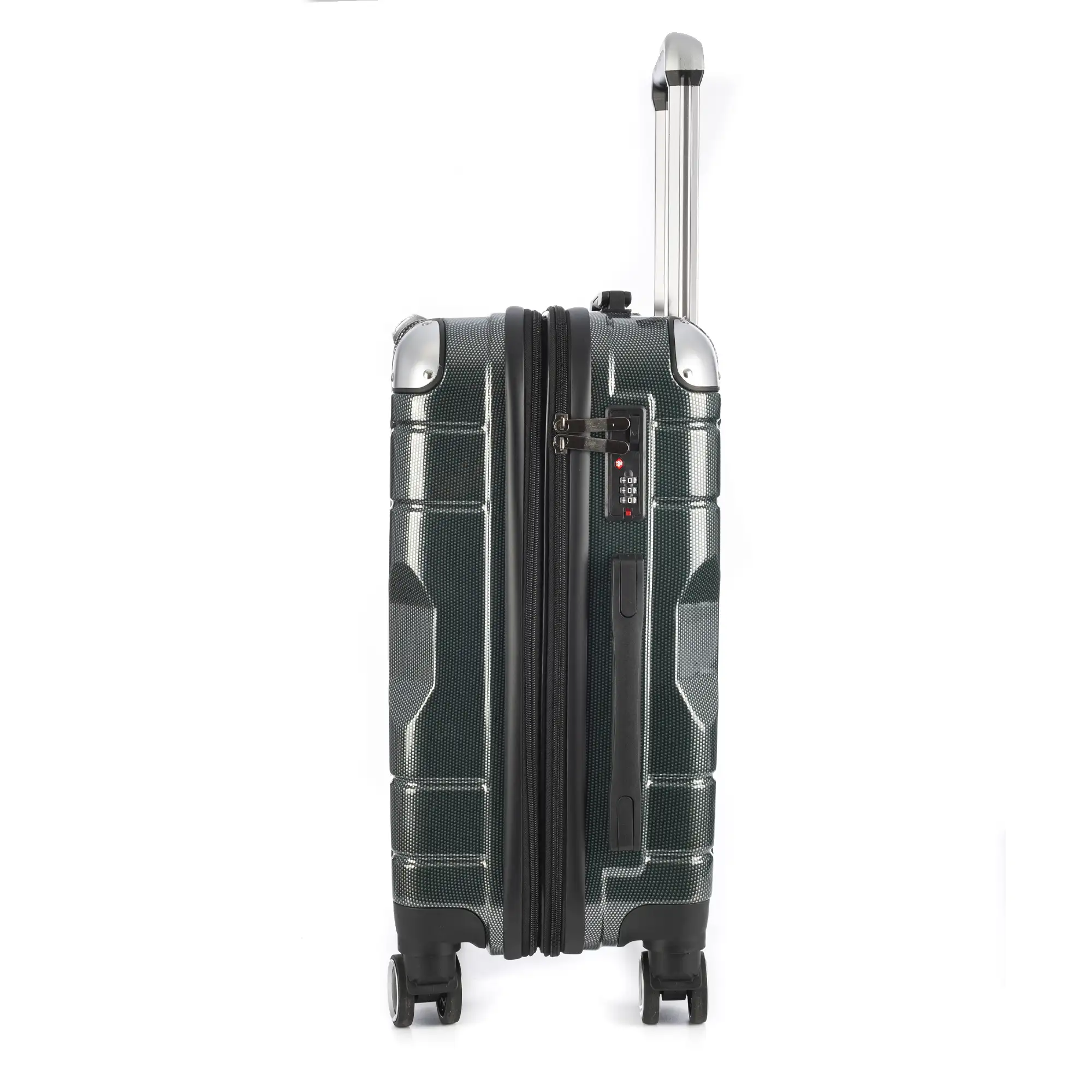 Maleta de cabina Trolley extensible en material ligero de ABS+PC de alta resistencia con esquinas reforzadas. Cerradura numérica TSA, 4 ruedas dobles extraíbles y giratorias 360°.