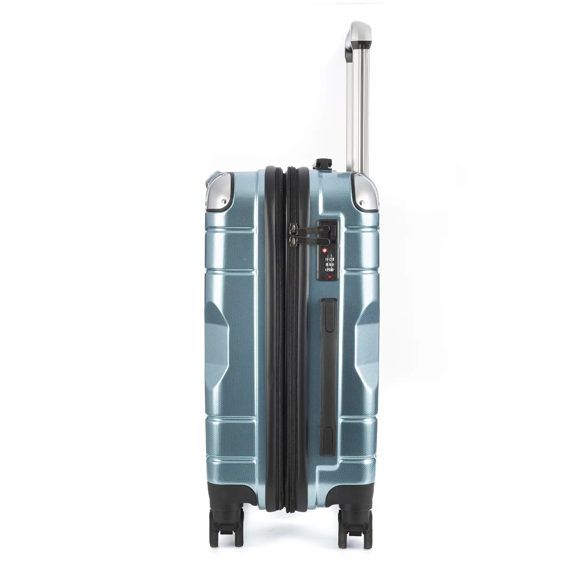 Maleta de cabina Trolley extensible en material ligero de ABS+PC de alta resistencia con esquinas reforzadas. Cerradura numérica TSA, 4 ruedas dobles extraíbles y giratorias 360°.