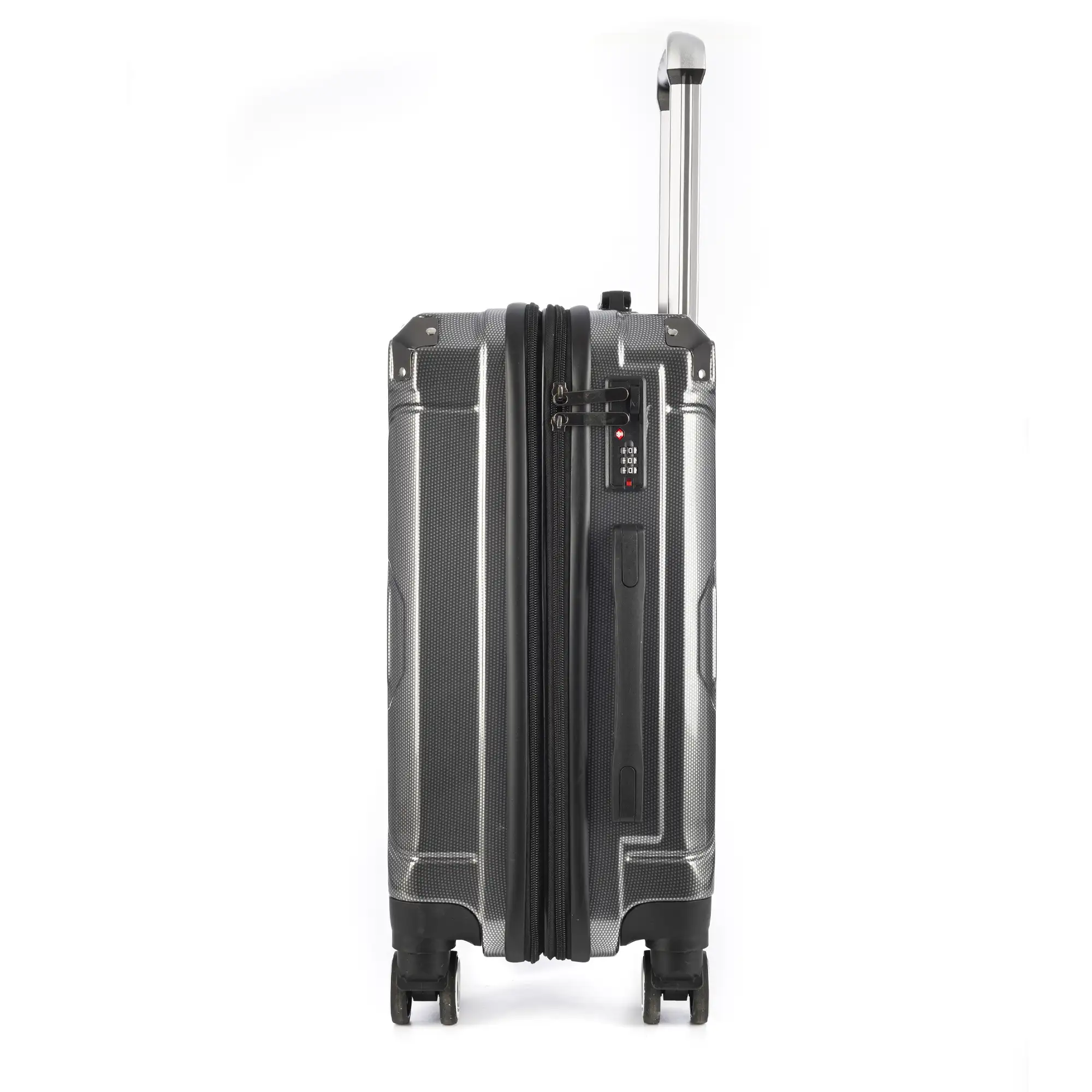 Maleta de cabina Trolley extensible en material ligero de ABS+PC de alta resistencia con esquinas reforzadas. Cerradura numérica TSA, 4 ruedas dobles extraíbles y giratorias 360°.