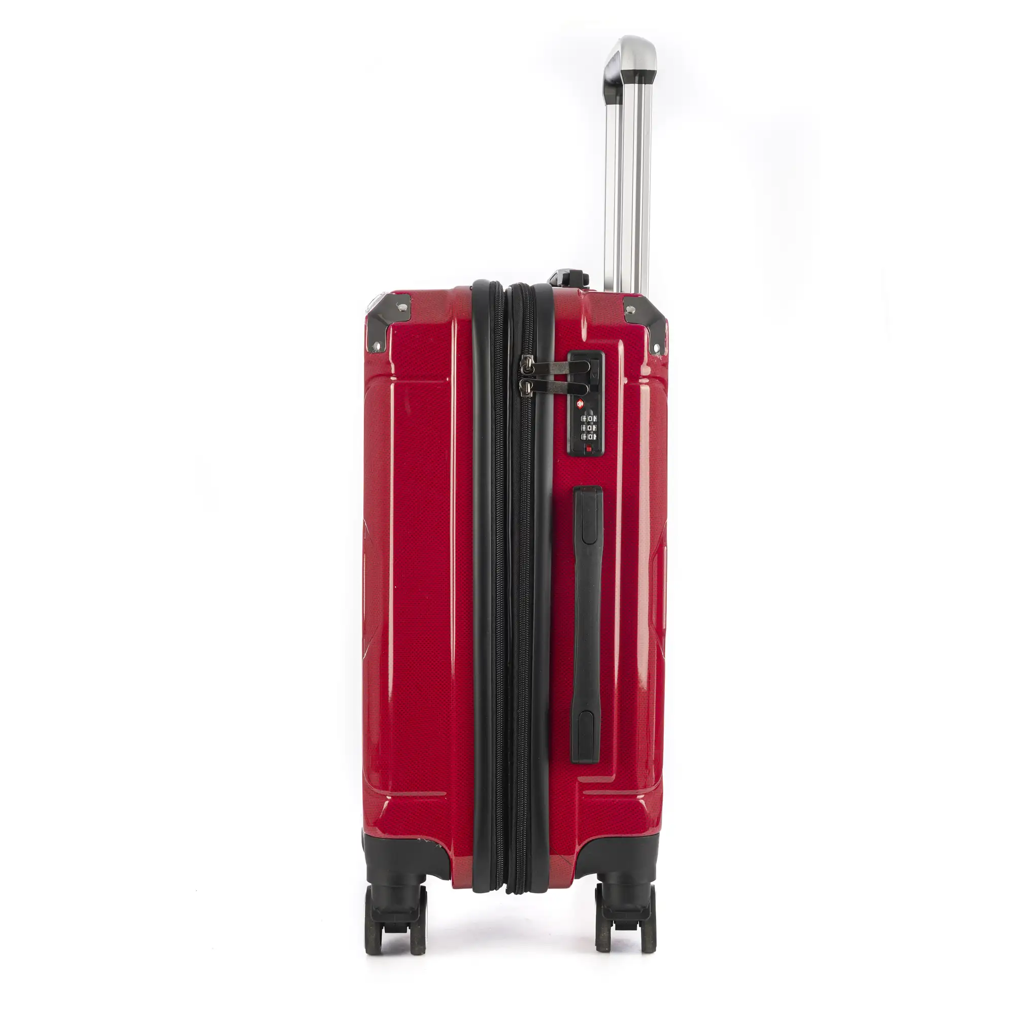 Maleta de cabina Trolley extensible en material ligero de ABS+PC de alta resistencia con esquinas reforzadas. Cerradura numérica TSA, 4 ruedas dobles extraíbles y giratorias 360°.