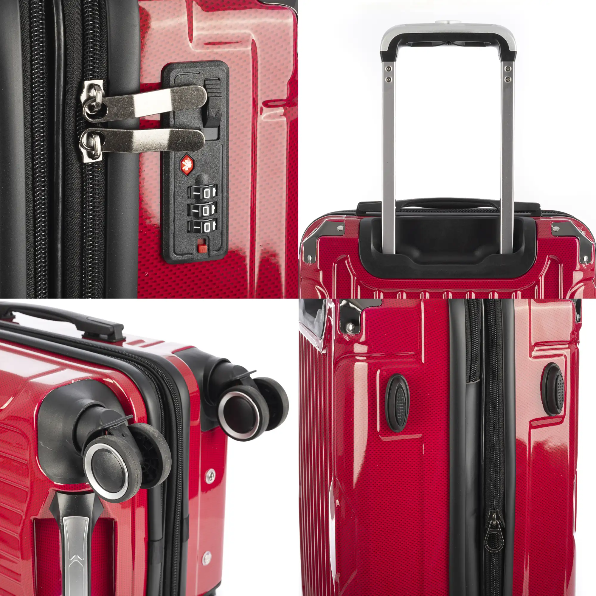 Maleta de cabina Trolley extensible en material ligero de ABS+PC de alta resistencia con esquinas reforzadas. Cerradura numérica TSA, 4 ruedas dobles extraíbles y giratorias 360°.