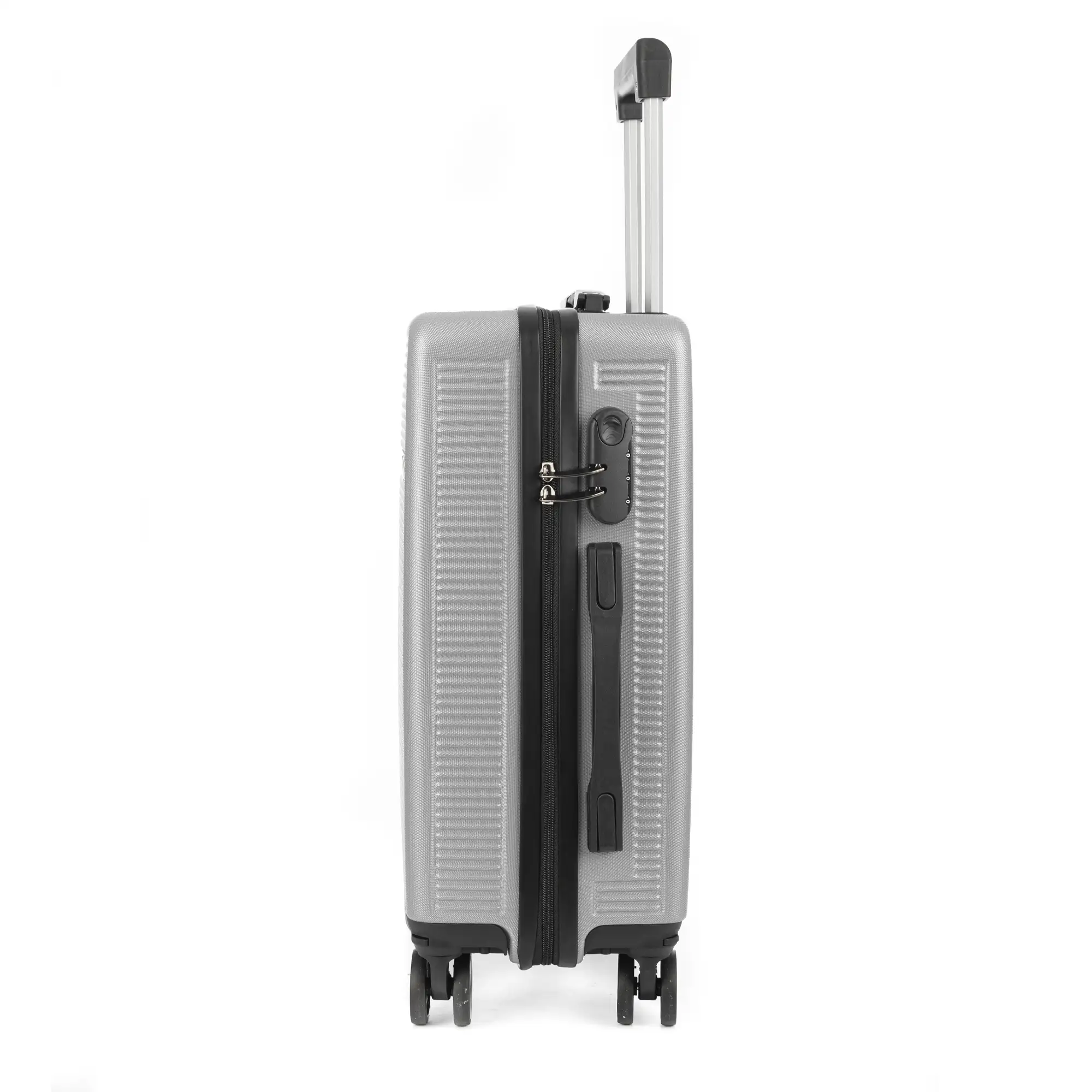Juego de 3 maletas Trolley, en material ligero ABS de alta resistencia. Cerradura numérica y 4 ruedas dobles extraíbles y giratorias 360°.