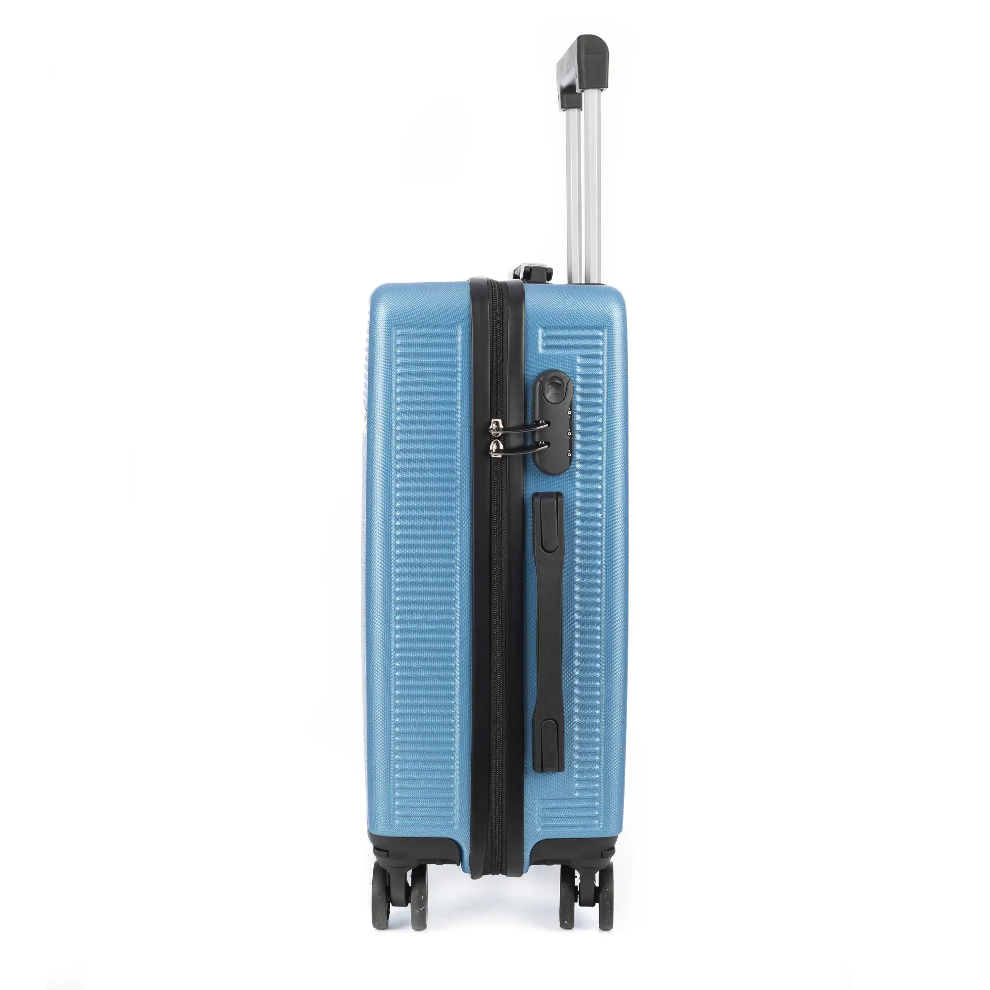 Juego de 3 maletas Trolley, en material ligero ABS de alta resistencia. Cerradura numérica y 4 ruedas dobles extraíbles y giratorias 360°.