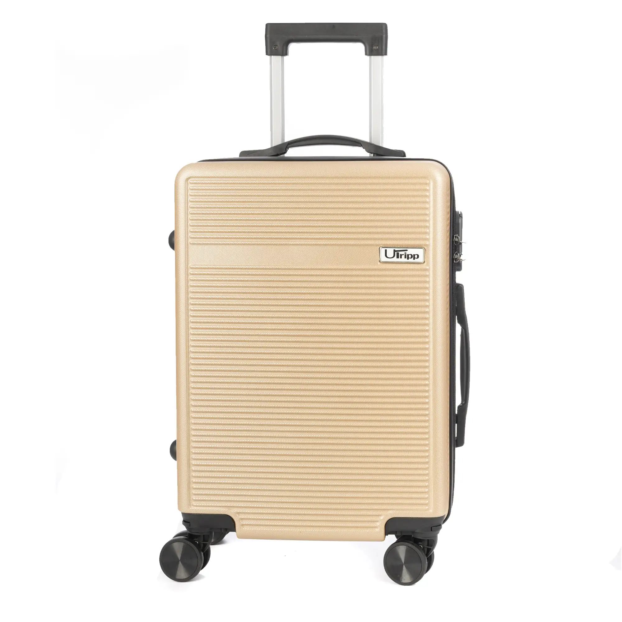 Maleta de cabina Trolley en material ligero de ABS de alta resistencia. Cerradura numérica y 4 ruedas dobles extraíbles y giratorias 360°.