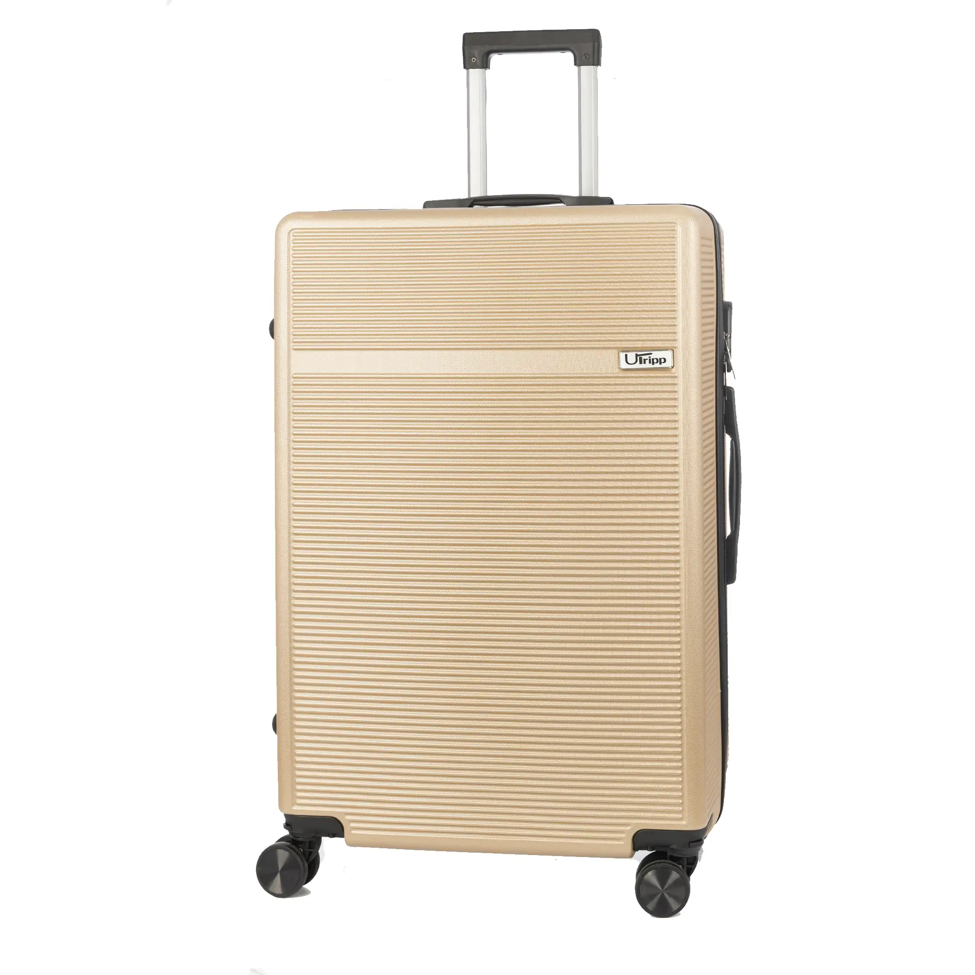 Maleta gran volumen trolley rígida ultraligera, de ABS de alta resistencia. Cerradura numérica y 4 ruedas dobles extraíbles y giratorias 360°.