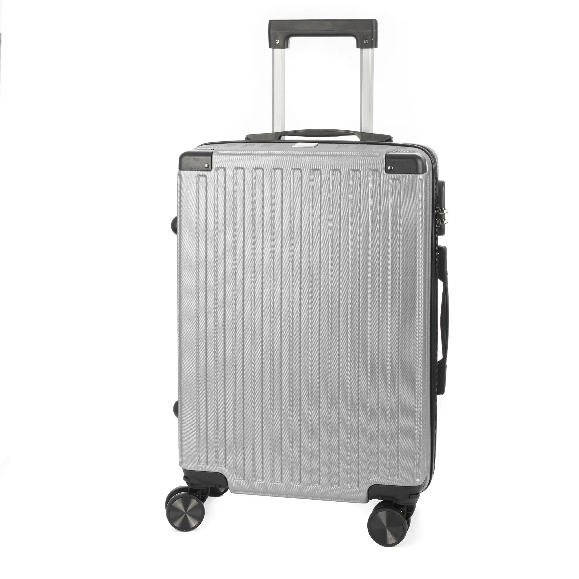 Maleta de cabina Trolley en material ligero de ABS de alta resistencia con esquinas reforzadas. Cerradura numérica y 4 ruedas dobles extraíbles y giratorias 360°.