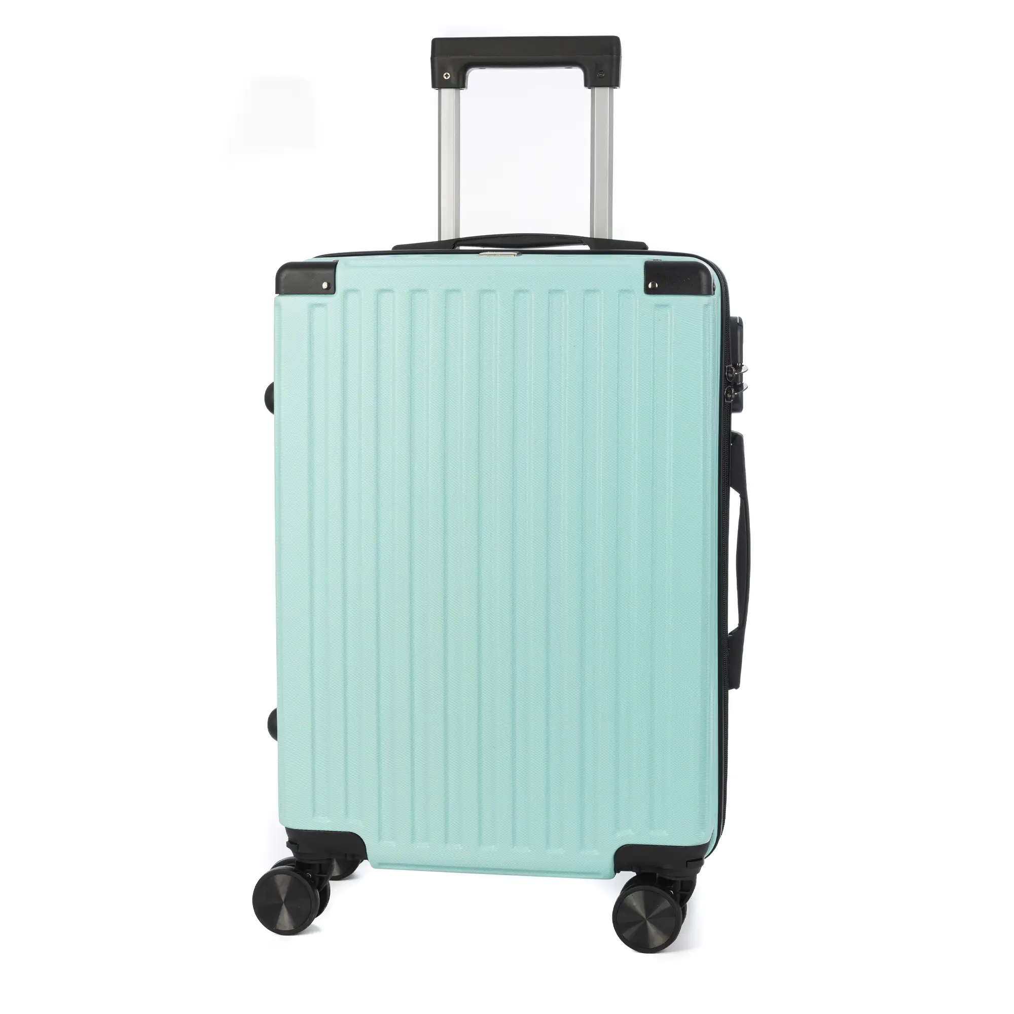 Maleta de cabina Trolley en material ligero de ABS de alta resistencia con esquinas reforzadas. Cerradura numérica y 4 ruedas dobles extraíbles y giratorias 360°.