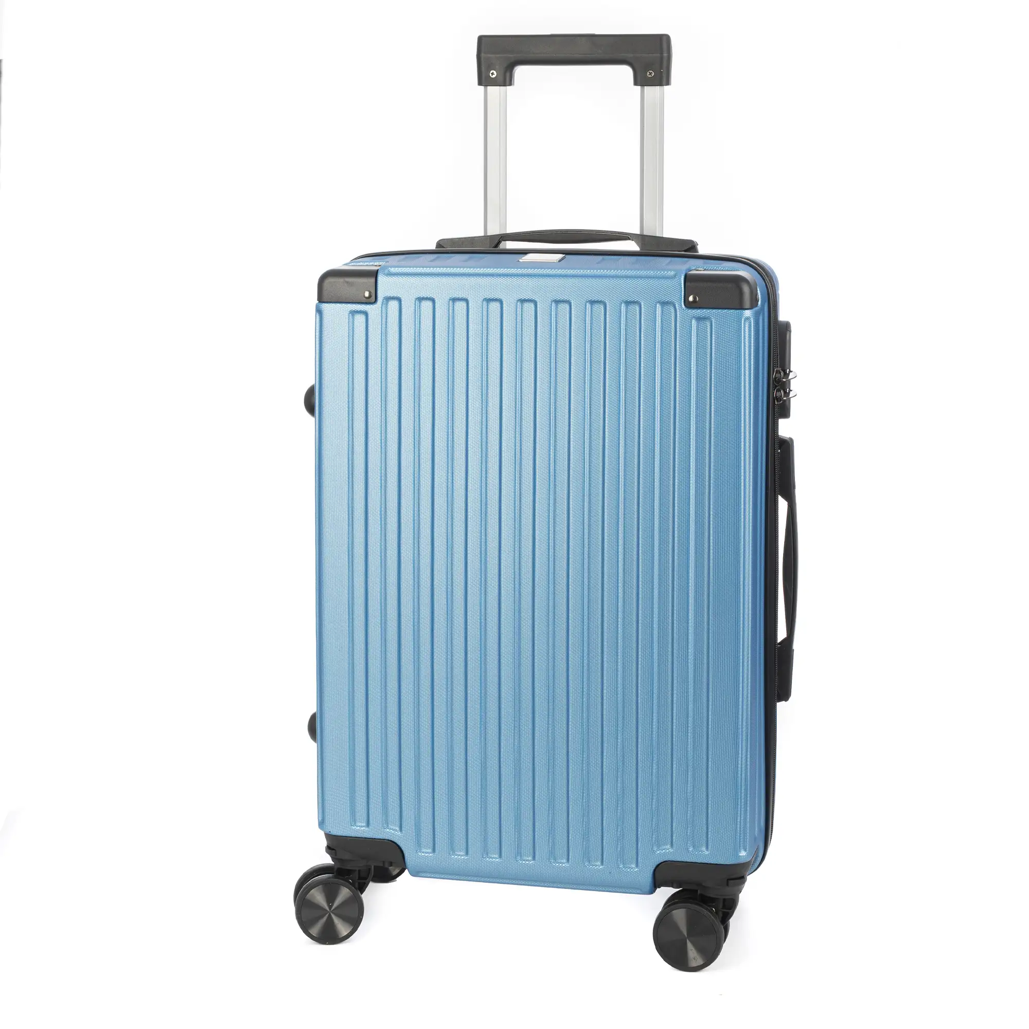 Maleta de cabina Trolley en material ligero de ABS de alta resistencia con esquinas reforzadas. Cerradura numérica y 4 ruedas dobles extraíbles y giratorias 360°.
