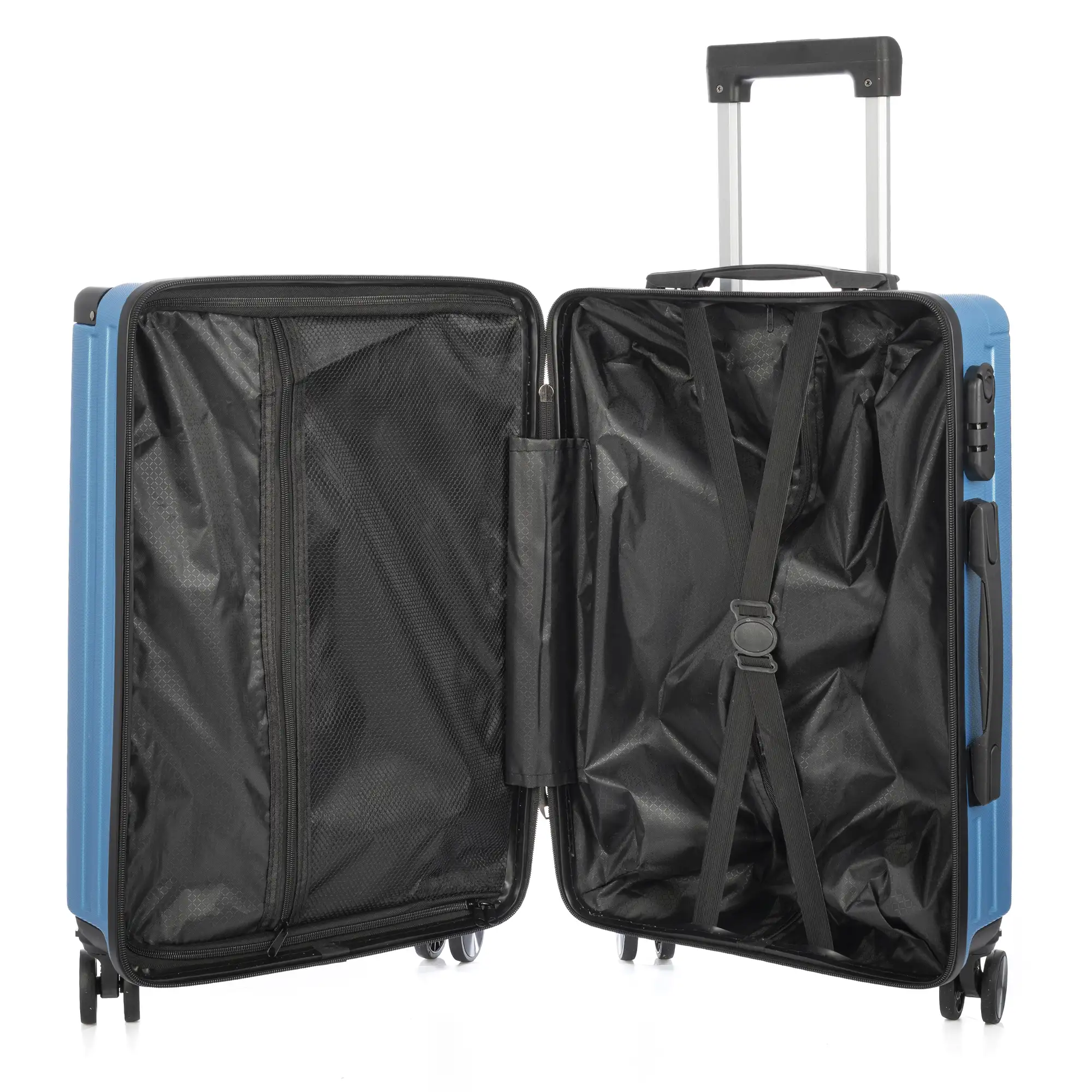Maleta mediana trolley rígida ultraligera, de ABS de alta resistencia con esquinas reforzadas. Cerradura numérica y 4 ruedas dobles extraíbles y giratorias 360°. 