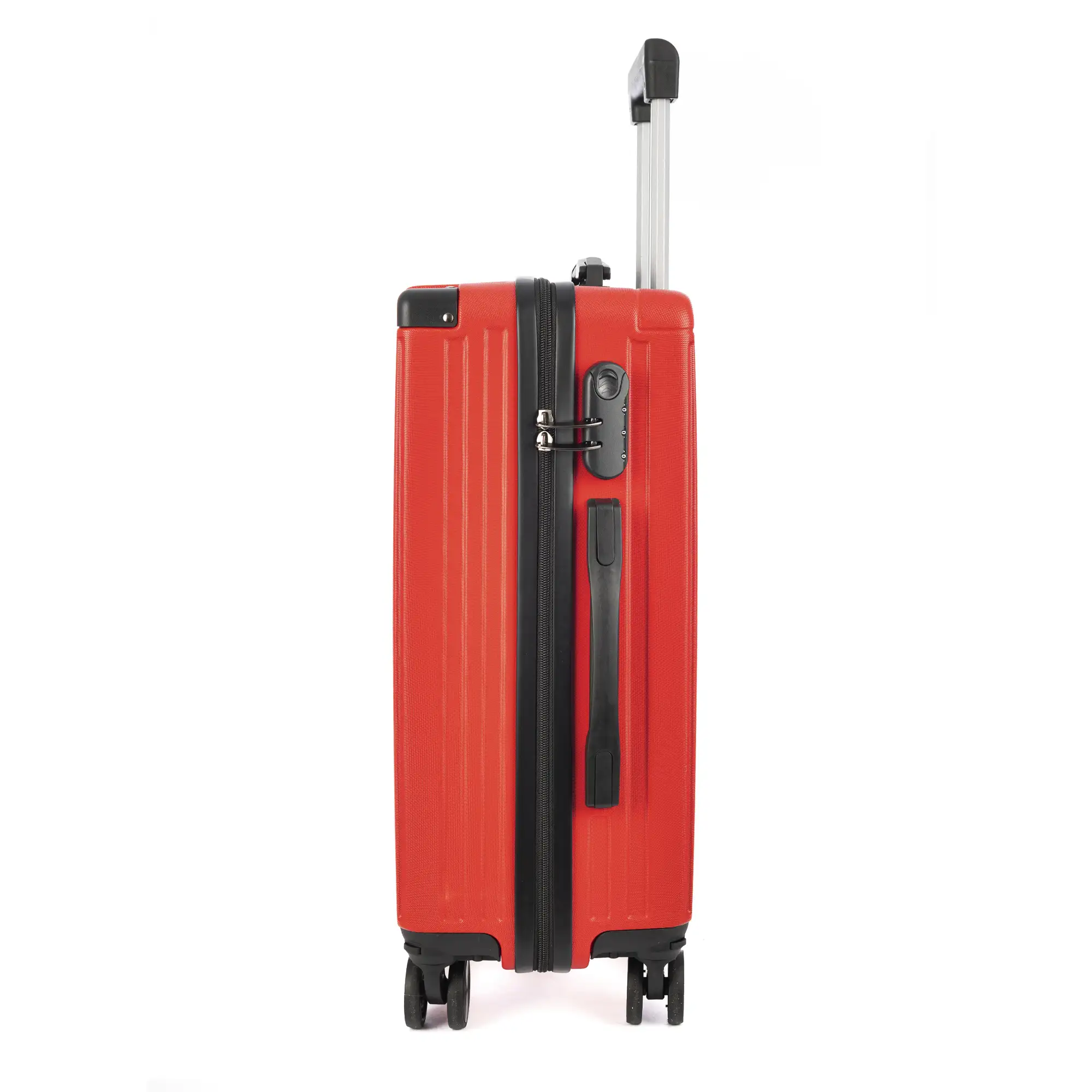 Juego de 3 maletas Trolley, en material ligero ABS de alta resistencia con esquinas reforzadas. Cerradura numérica y 4 ruedas dobles extraíbles y giratorias 360°.
