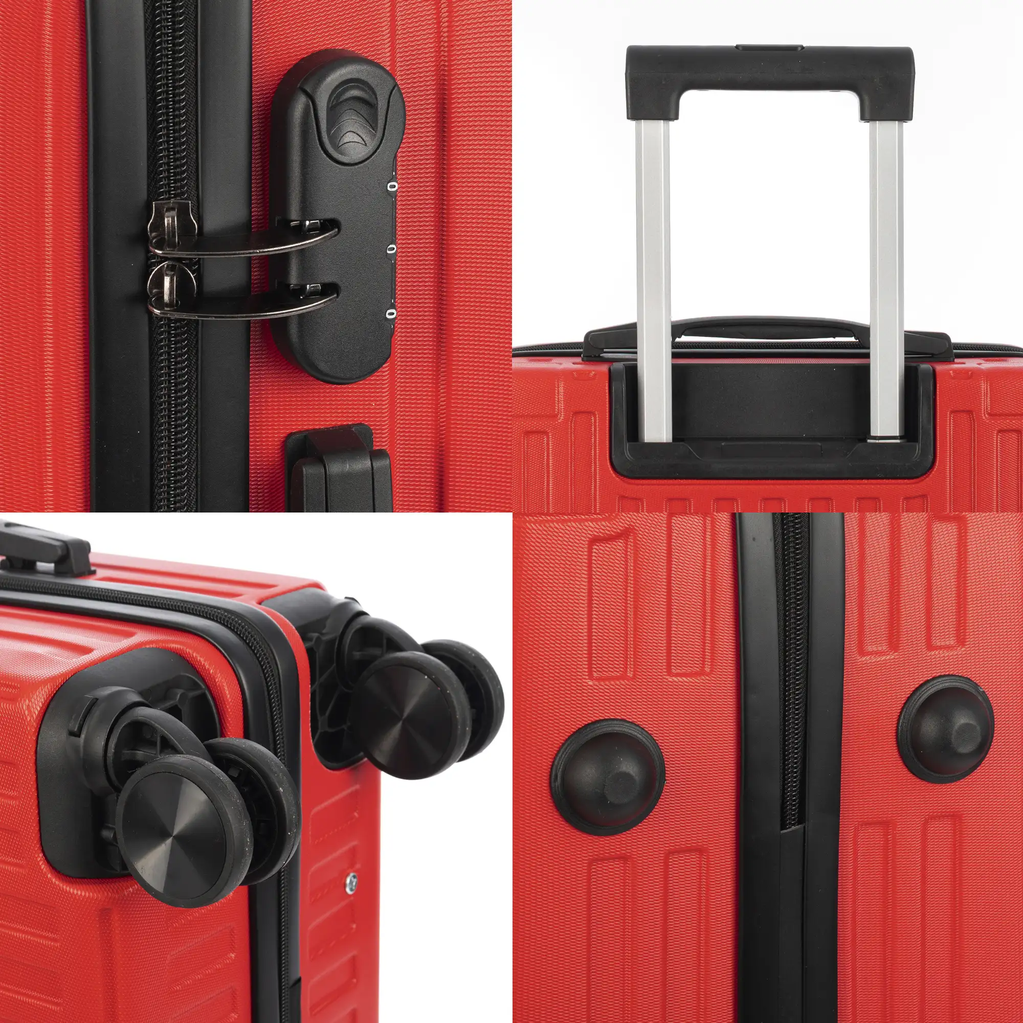 Juego de 3 maletas Trolley, en material ligero ABS de alta resistencia con esquinas reforzadas. Cerradura numérica y 4 ruedas dobles extraíbles y giratorias 360°.