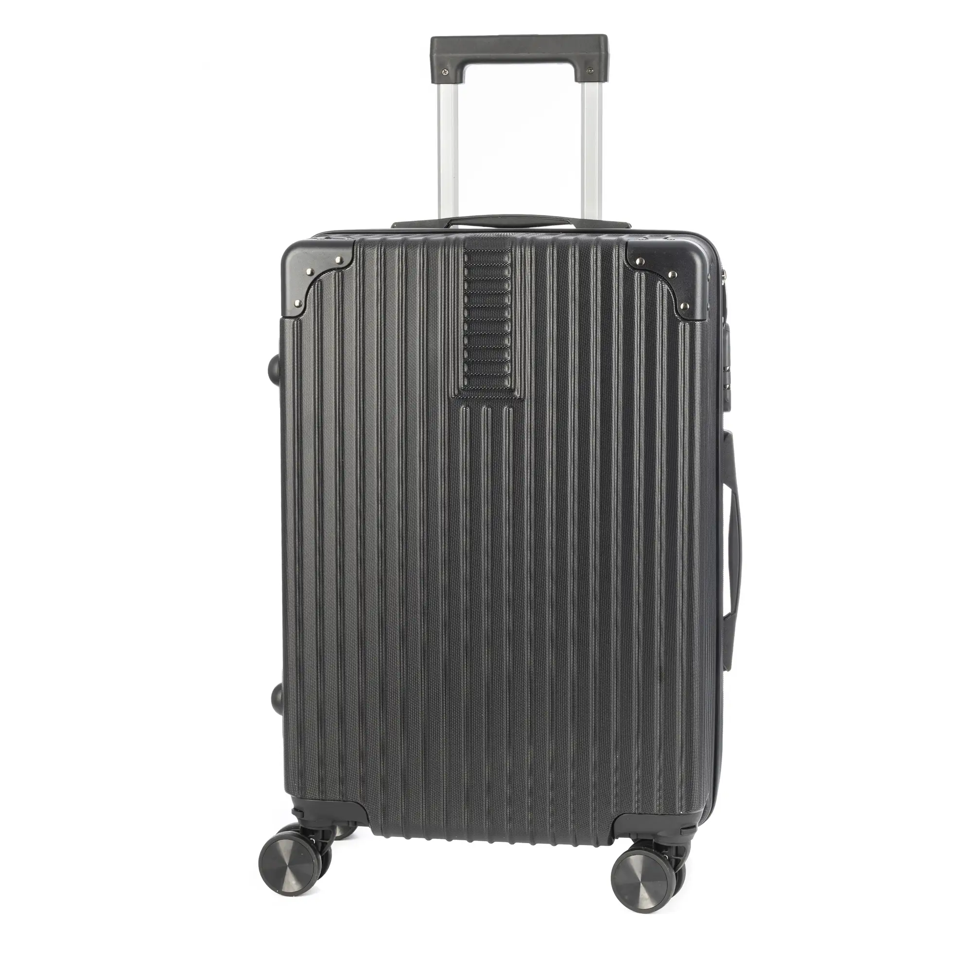 Maleta de cabina Trolley en material ligero de ABS de alta resistencia con esquinas reforzadas. Cerradura numérica y 4 ruedas dobles extraíbles y giratorias 360°.