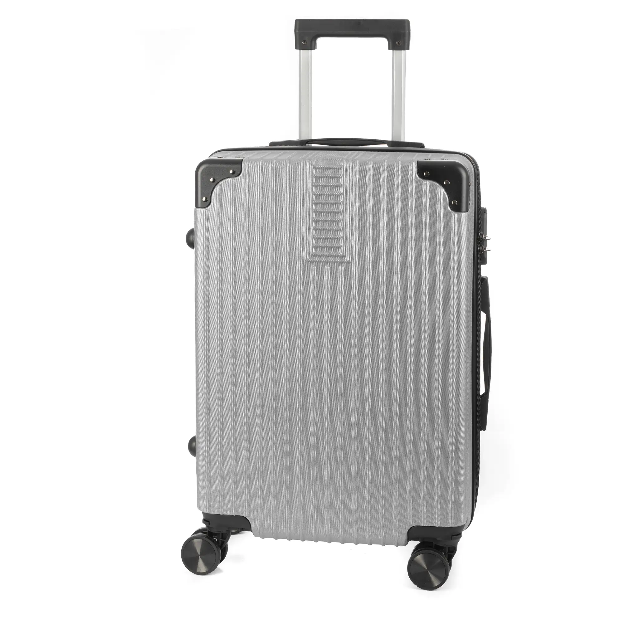Maleta de cabina Trolley en material ligero de ABS de alta resistencia con esquinas reforzadas. Cerradura numérica y 4 ruedas dobles extraíbles y giratorias 360°.
