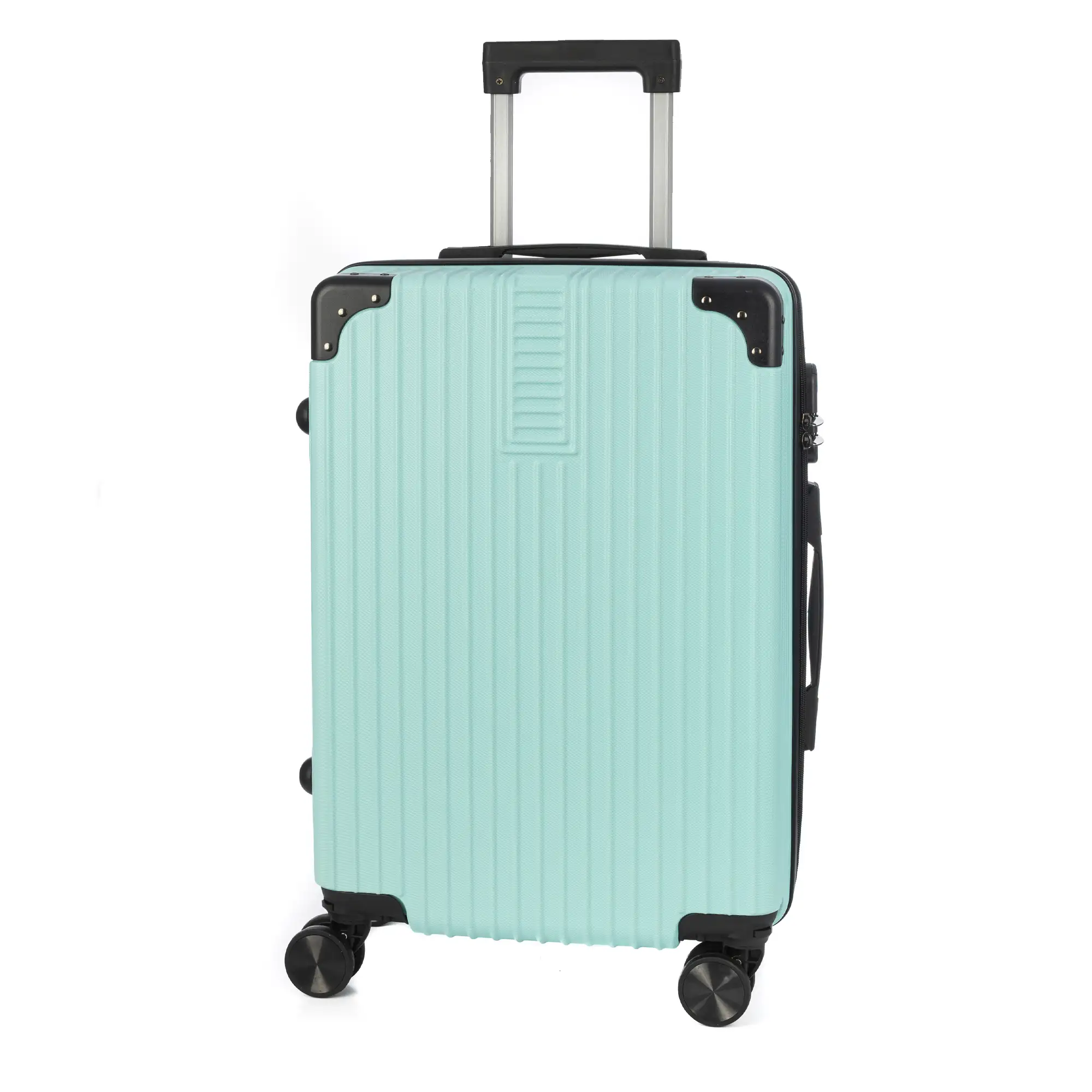 Maleta de cabina Trolley en material ligero de ABS de alta resistencia con esquinas reforzadas. Cerradura numérica y 4 ruedas dobles extraíbles y giratorias 360°.