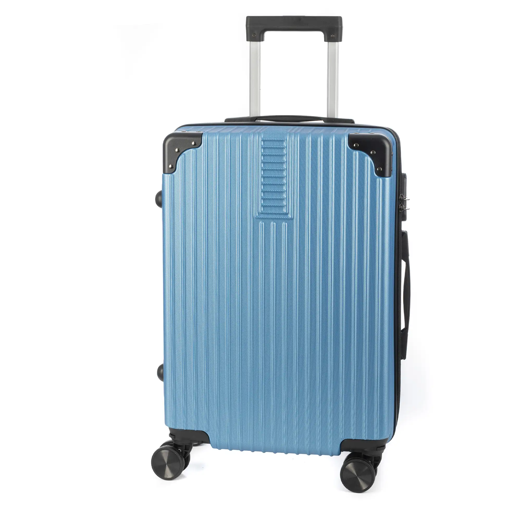 Maleta de cabina Trolley en material ligero de ABS de alta resistencia con esquinas reforzadas. Cerradura numérica y 4 ruedas dobles extraíbles y giratorias 360°.