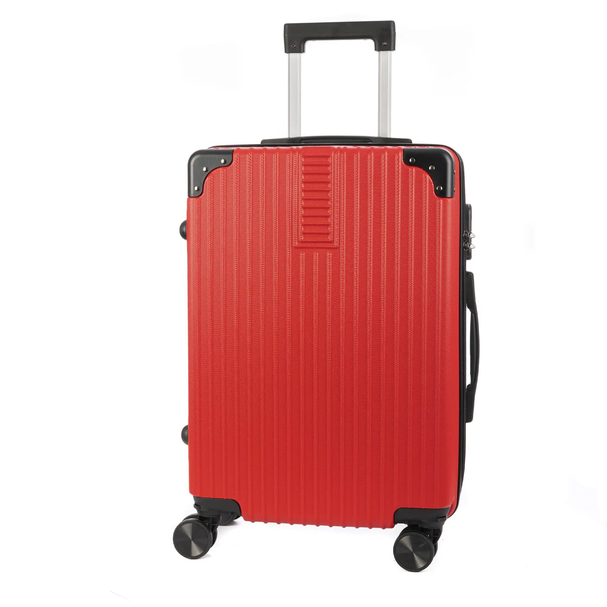 Maleta de cabina Trolley en material ligero de ABS de alta resistencia con esquinas reforzadas. Cerradura numérica y 4 ruedas dobles extraíbles y giratorias 360°.