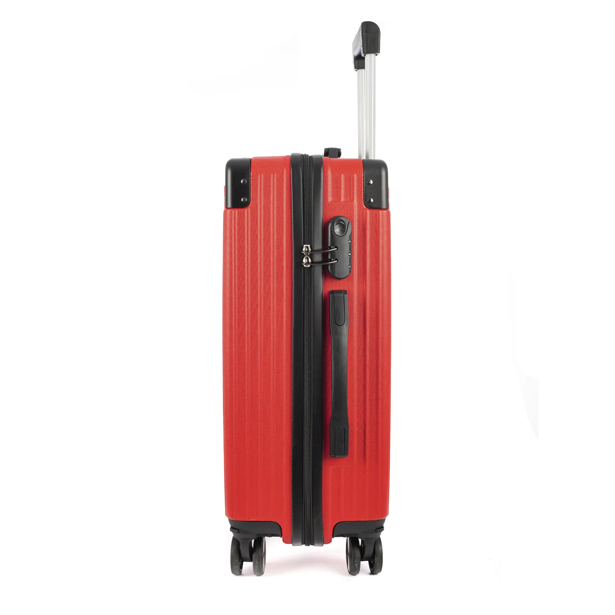 Juego de 3 maletas Trolley, en material ligero ABS de alta resistencia con esquinas reforzadas. Cerradura numérica y 4 ruedas dobles extraíbles y giratorias 360°.