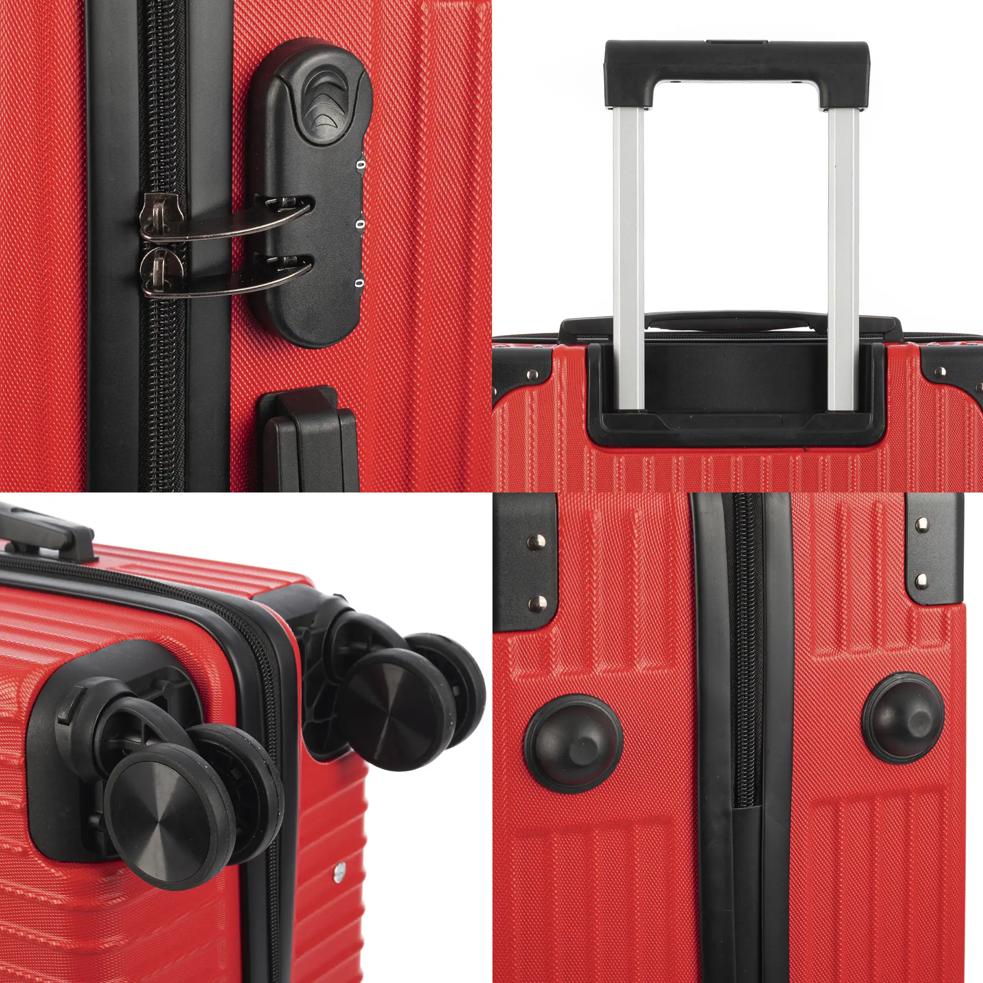 Juego de 3 maletas Trolley, en material ligero ABS de alta resistencia con esquinas reforzadas. Cerradura numérica y 4 ruedas dobles extraíbles y giratorias 360°.