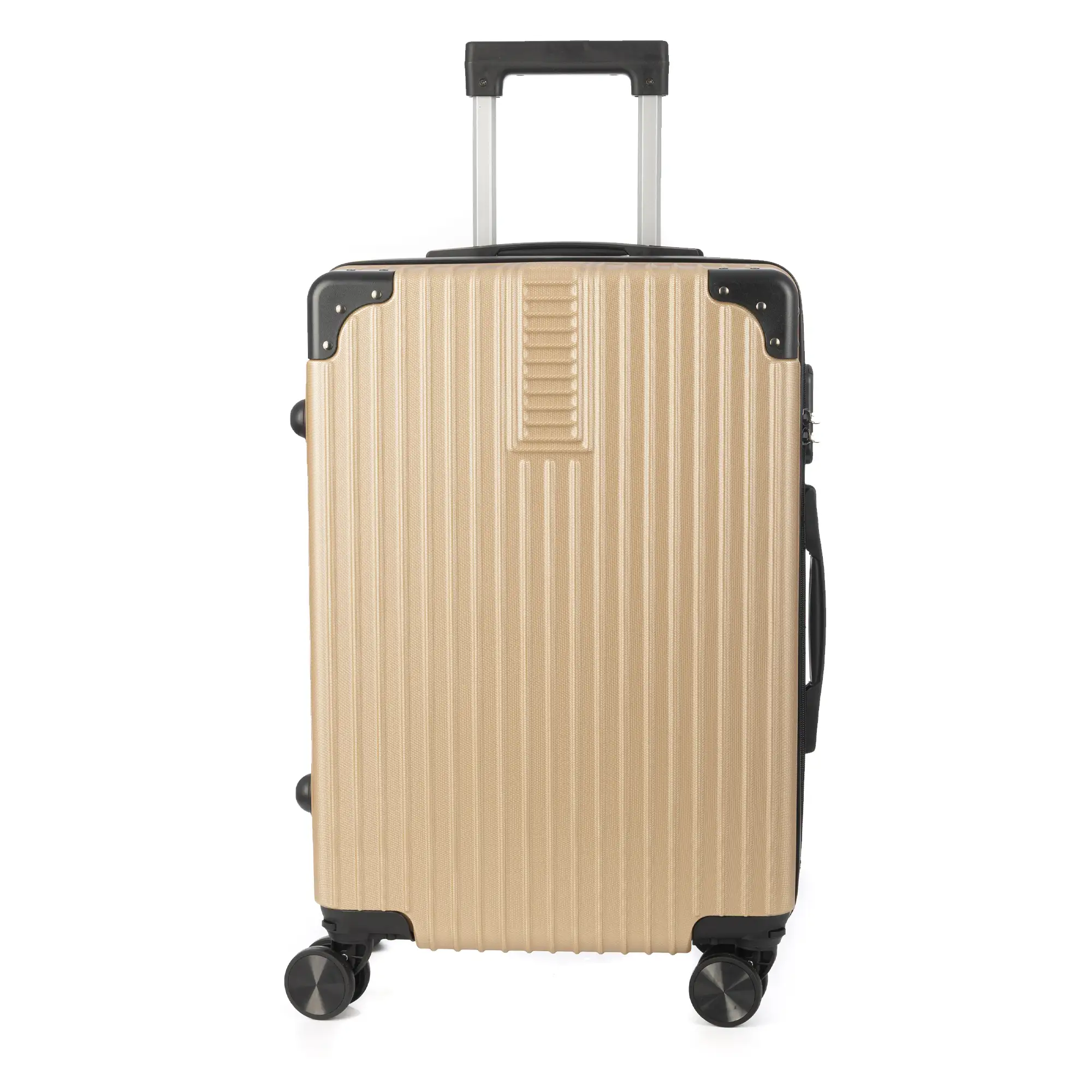 Maleta de cabina Trolley en material ligero de ABS de alta resistencia con esquinas reforzadas. Cerradura numérica y 4 ruedas dobles extraíbles y giratorias 360°.