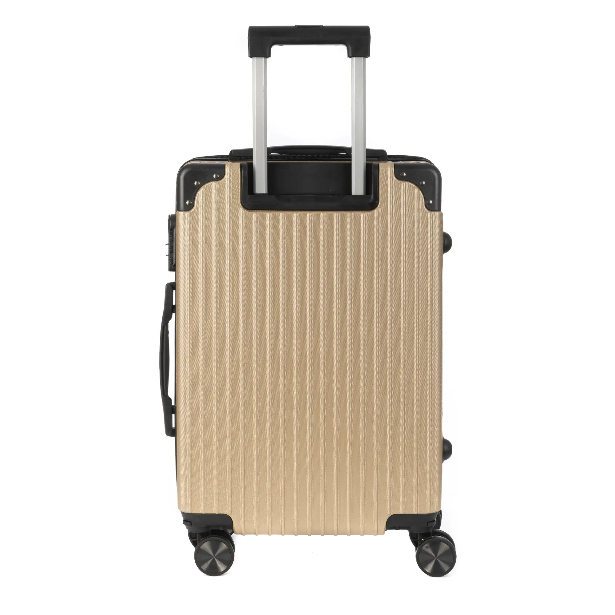 Juego de 3 maletas Trolley, en material ligero ABS de alta resistencia con esquinas reforzadas. Cerradura numérica y 4 ruedas dobles extraíbles y giratorias 360°.