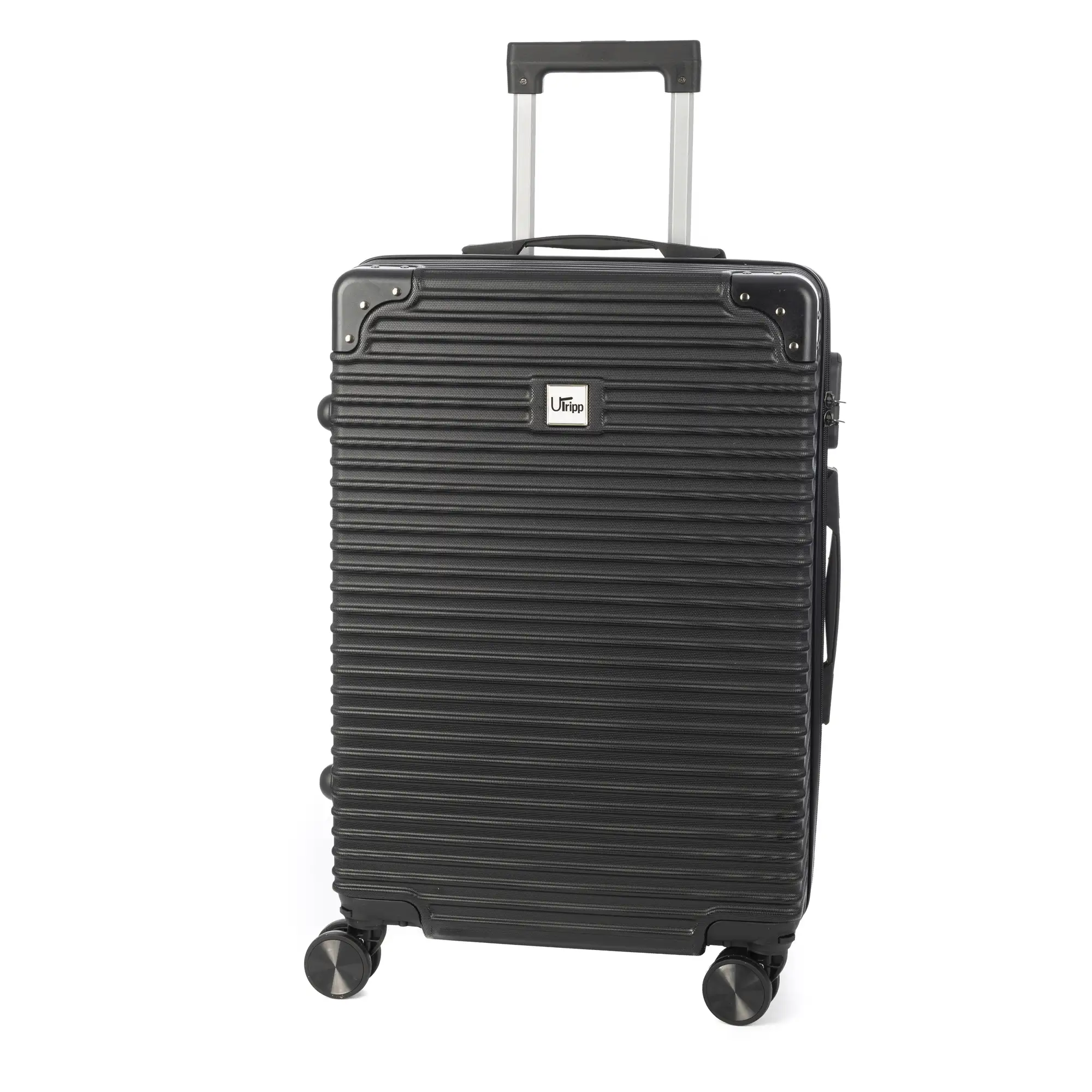 Maleta de cabina Trolley en material ligero de ABS de alta resistencia con esquinas reforzadas. Cerradura numérica y 4 ruedas dobles extraíbles y giratorias 360°.