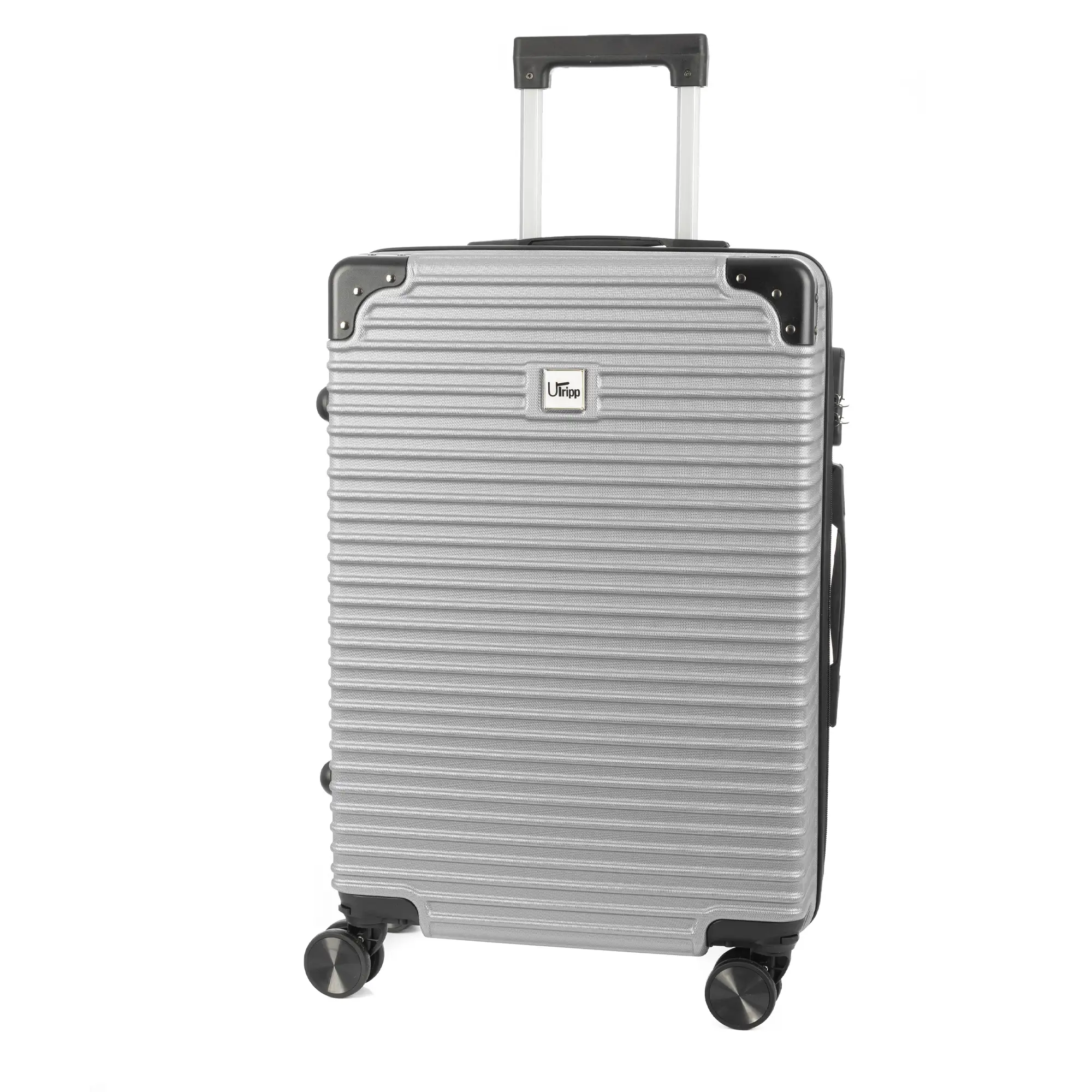 Maleta de cabina Trolley en material ligero de ABS de alta resistencia con esquinas reforzadas. Cerradura numérica y 4 ruedas dobles extraíbles y giratorias 360°.