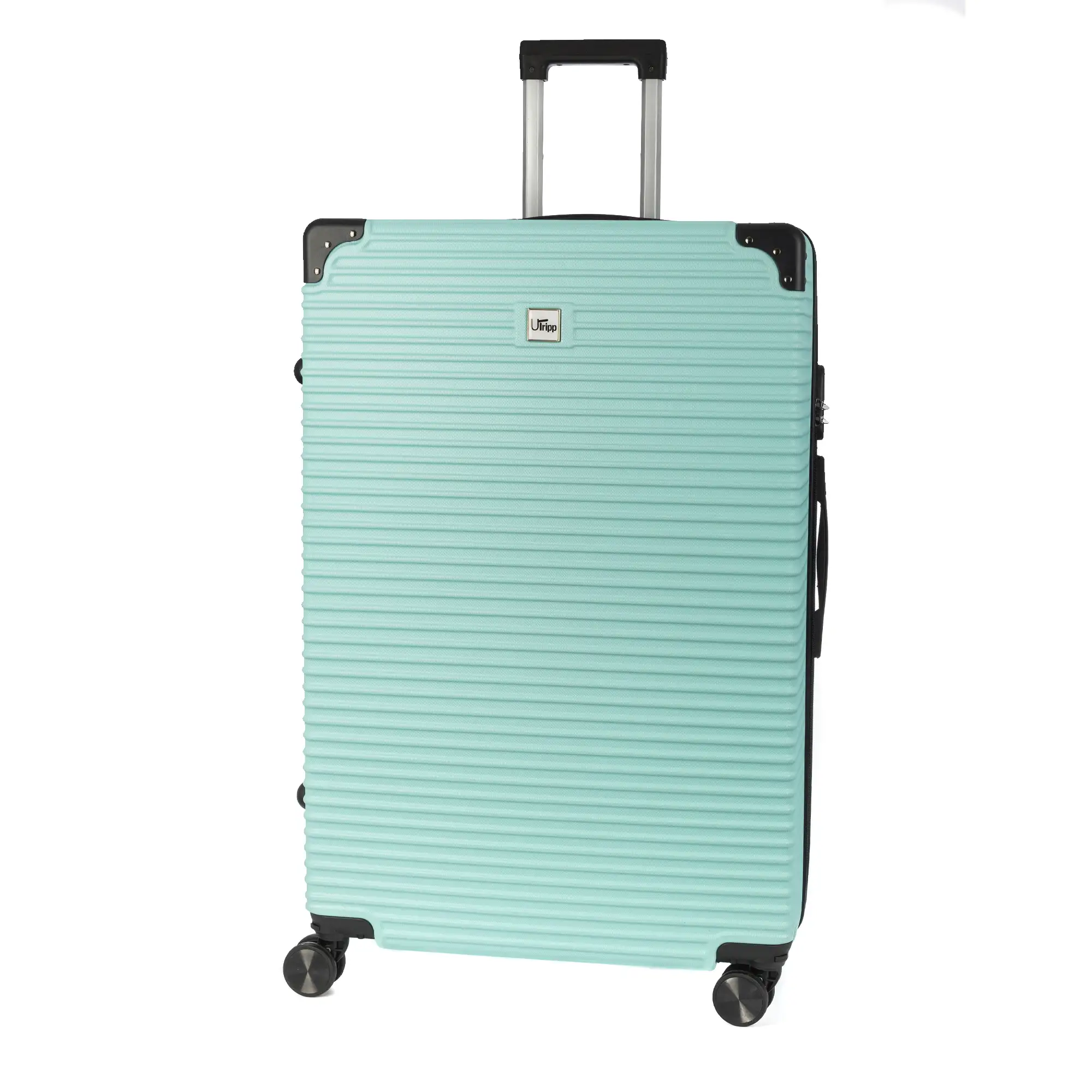 Maleta gran volumen trolley rígida ultraligera, de ABS de alta resistencia con esquinas reforzadas. Cerradura numérica y 4 ruedas dobles extraíbles y giratorias 360°.