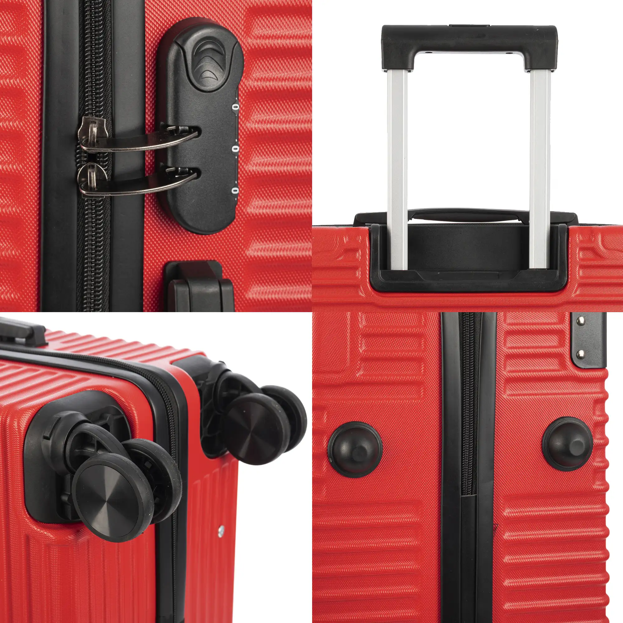 Maleta mediana trolley rígida ultraligera, de ABS de alta resistencia con esquinas reforzadas. Cerradura numérica y 4 ruedas dobles extraíbles y giratorias 360°. 