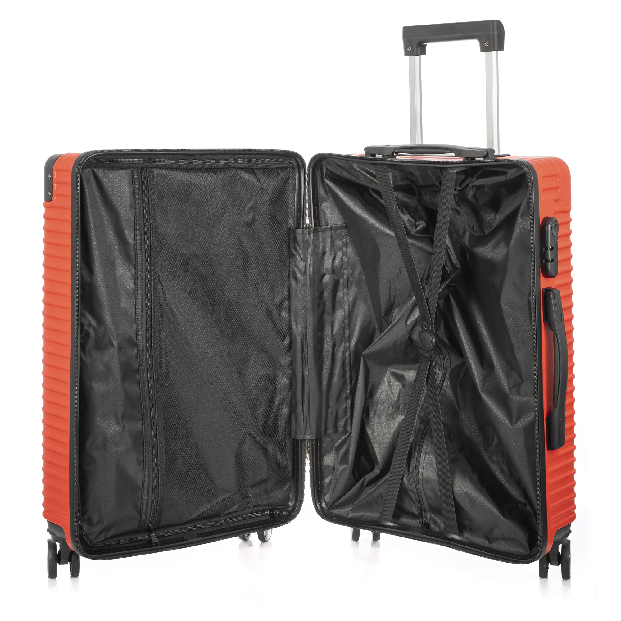 Maleta mediana trolley rígida ultraligera, de ABS de alta resistencia con esquinas reforzadas. Cerradura numérica y 4 ruedas dobles extraíbles y giratorias 360°. 