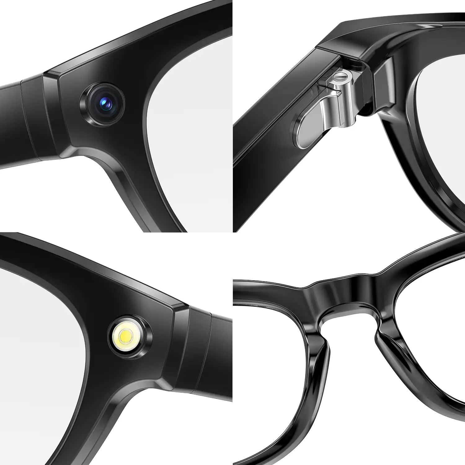 Gafas inteligentes GS380, con cámara, control de música, asistente de voz, cambio de color automático.