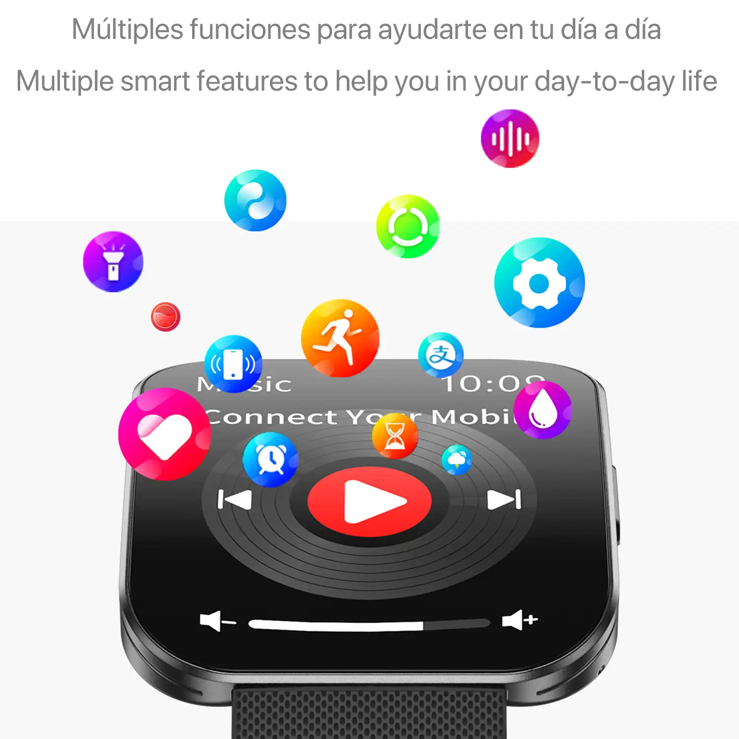 Smartwatch QS08. Pantalla curva AMOLED de 1,85 pulgadas, llamada bluetooth, asistente de voz y modos de deporte.
