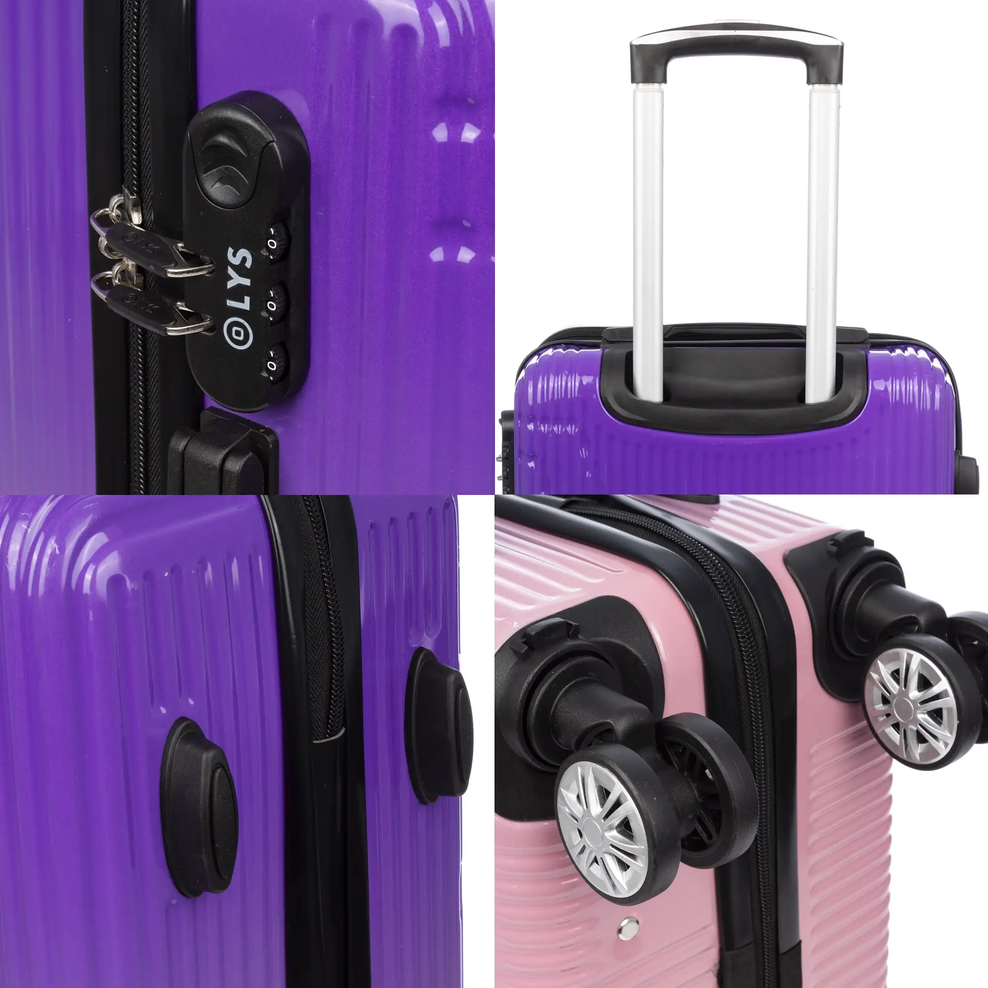 Maleta de cabina trolley de PP resistente a la rotura. Cerradura numérica, 4 ruedas dobles extraíbles y giratorias 360°.