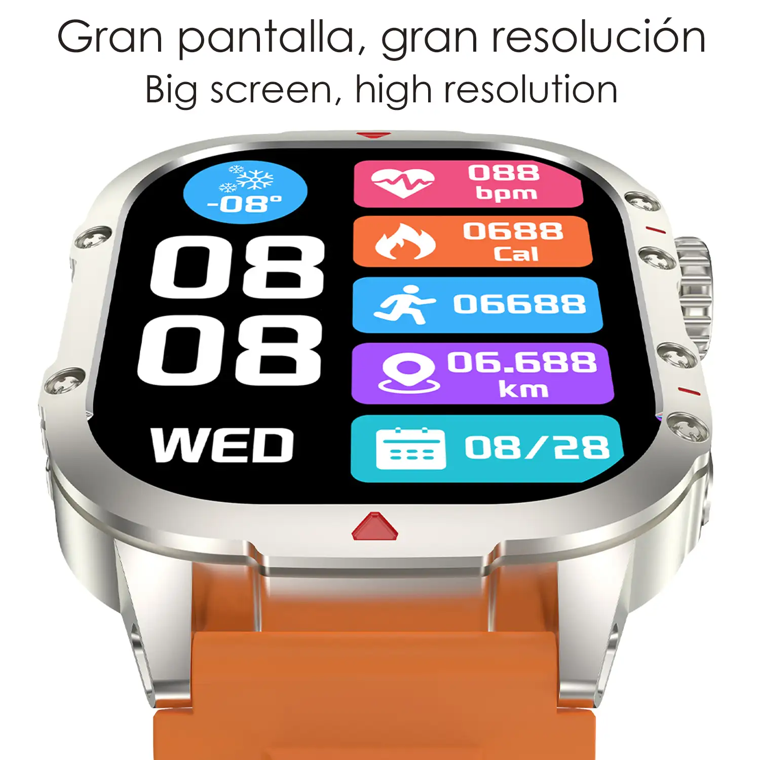 Smartwatch B04 con llamadas BT, notificaciones push. Monitor deportivo y de salud. Corona multifunción.