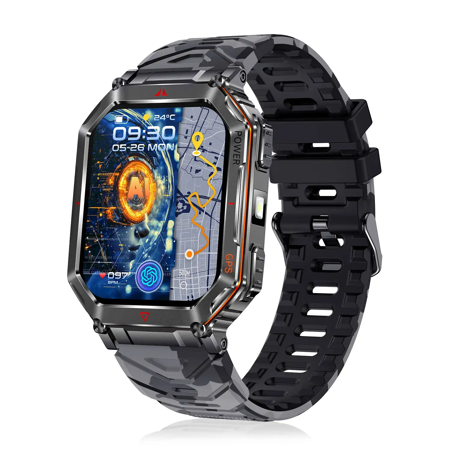 Smartwatch KR92 con llamadas BT, GPS, herramientas de exploración, monitor cardiaco, ChatGPT y + de 100 modos deportivos.