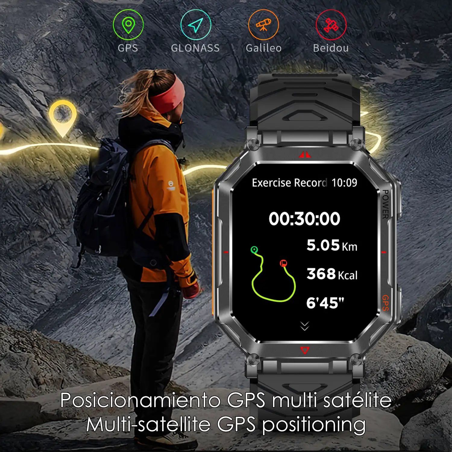 Smartwatch KR92 con llamadas BT, GPS, herramientas de exploración, monitor cardiaco, ChatGPT y + de 100 modos deportivos.