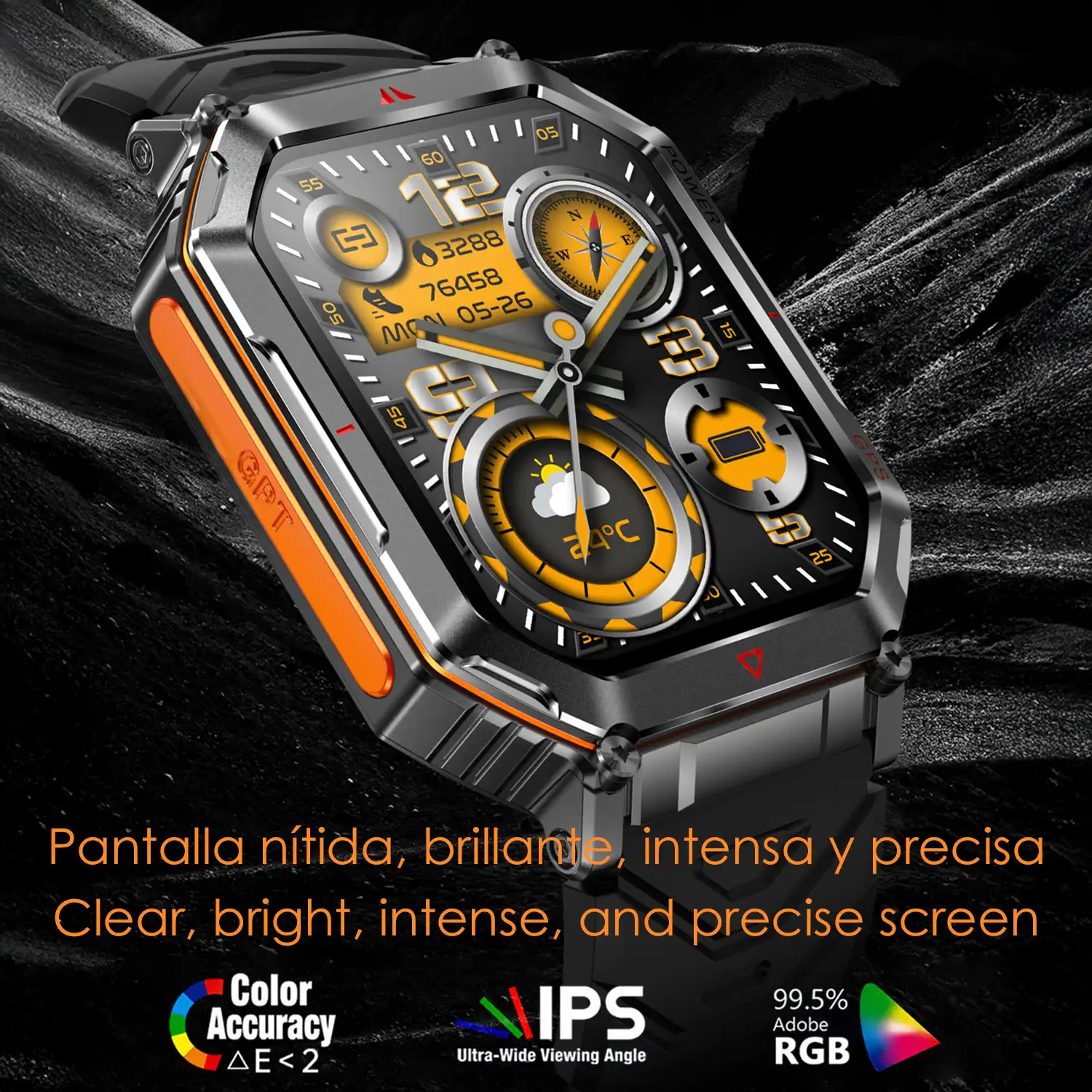 Smartwatch KR92 con llamadas BT, GPS, herramientas de exploración, monitor cardiaco, ChatGPT y + de 100 modos deportivos.