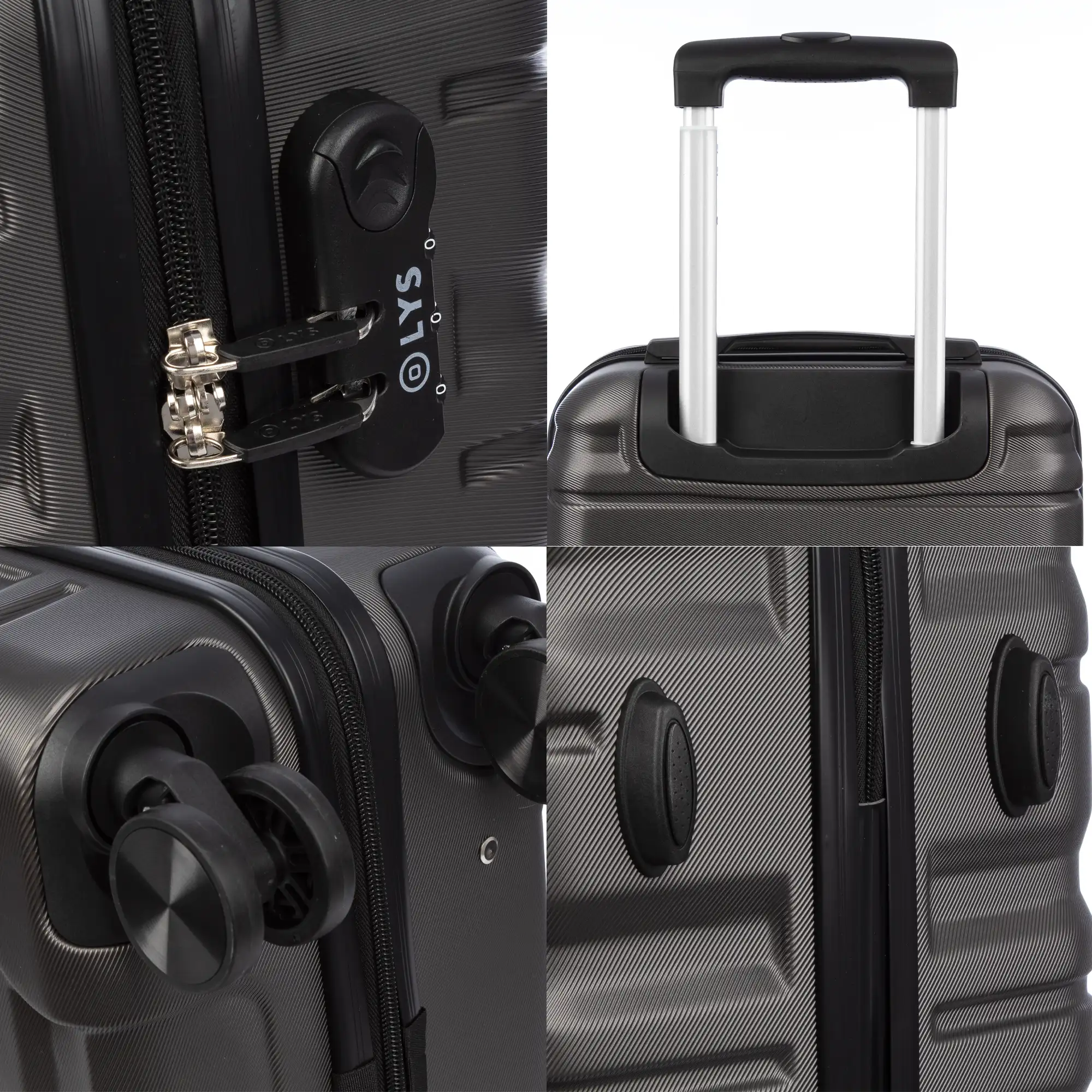 Juego de 3 maletas Trolley, en material ligero ABS de alta resistencia. Cerradura numérica y 4 ruedas giratorias 360° extraíbles en la maleta grande.