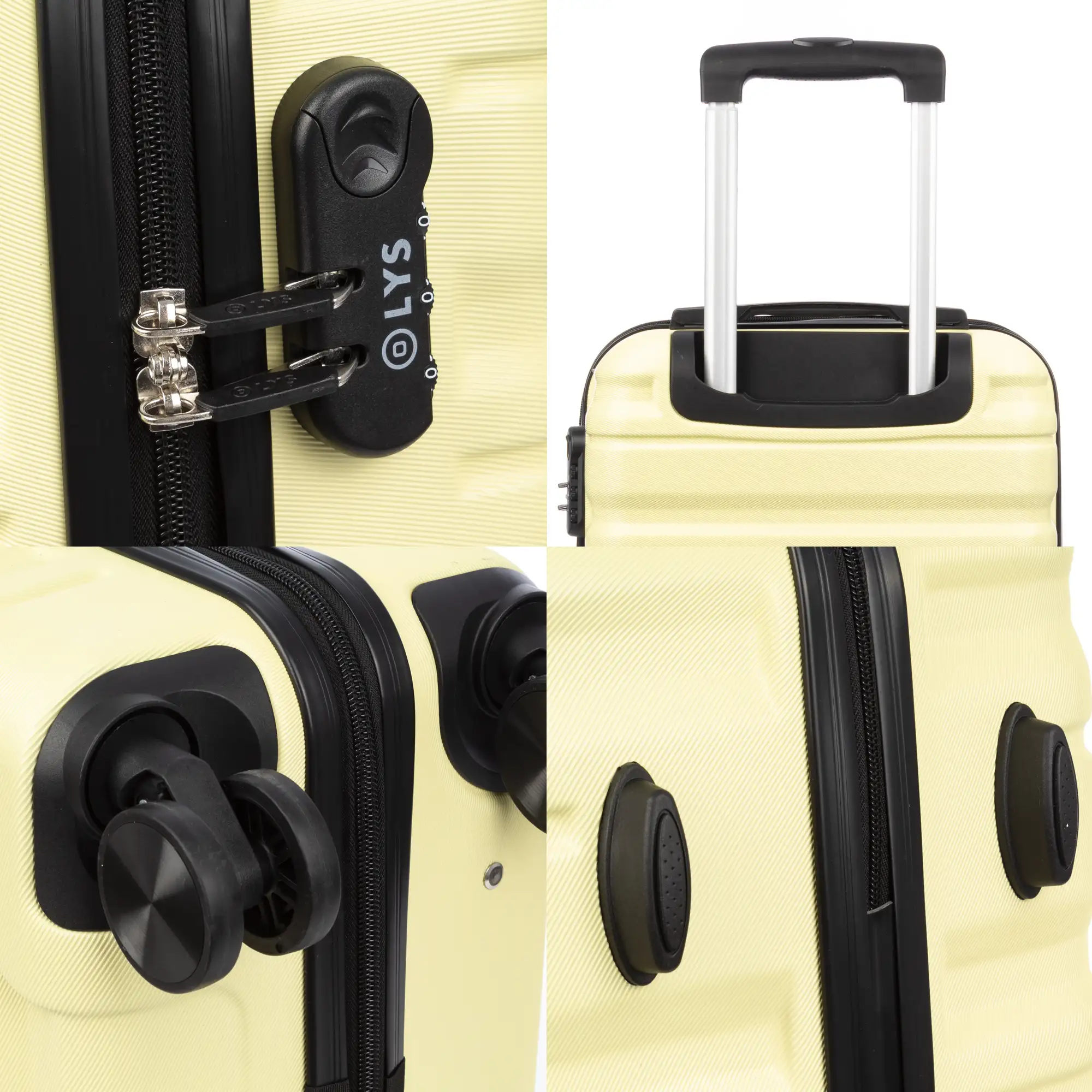 Juego de 3 maletas Trolley, en material ligero ABS de alta resistencia. Cerradura numérica y 4 ruedas giratorias 360° extraíbles en la maleta grande.