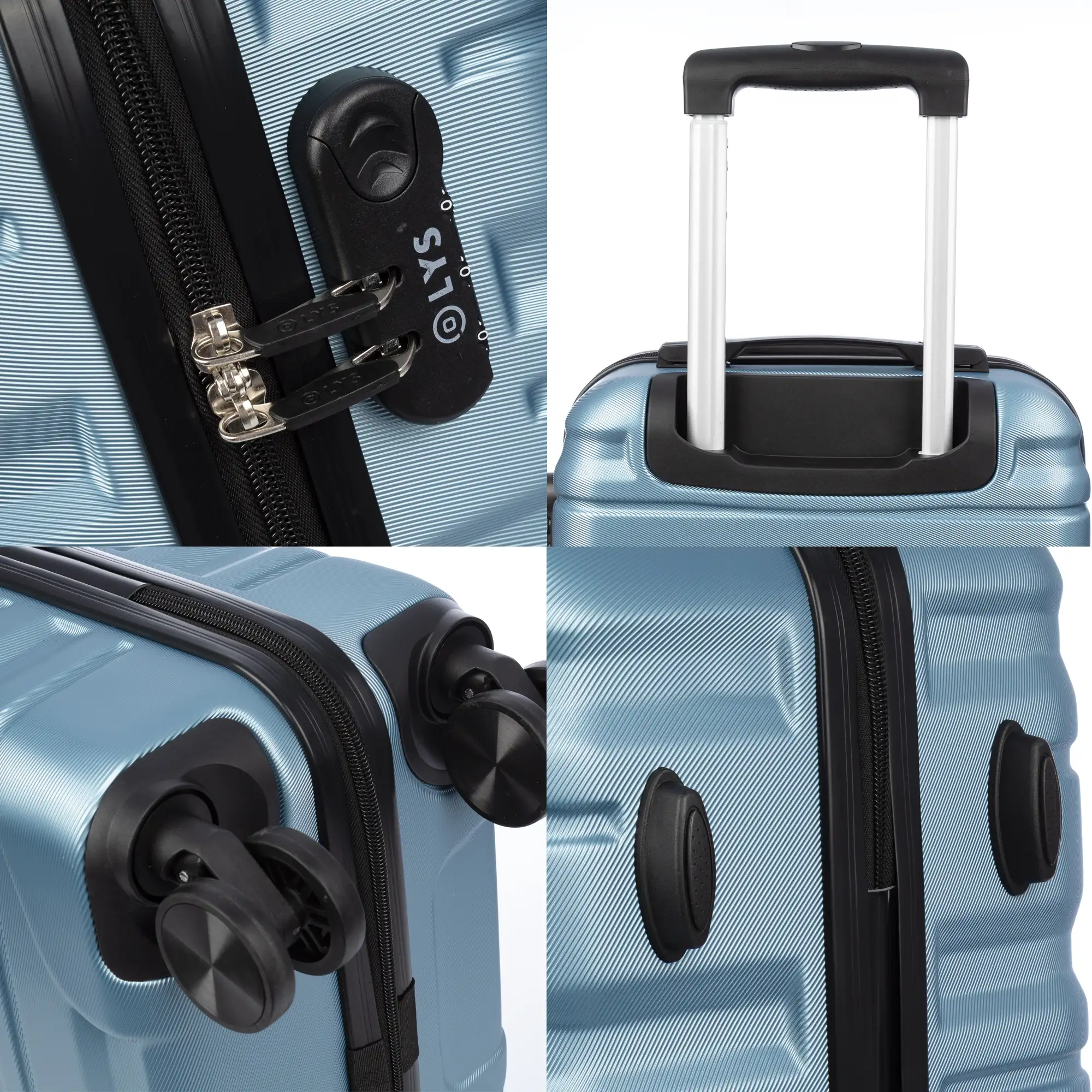 Juego de 3 maletas Trolley, en material ligero ABS de alta resistencia. Cerradura numérica y 4 ruedas giratorias 360° extraíbles en la maleta grande.
