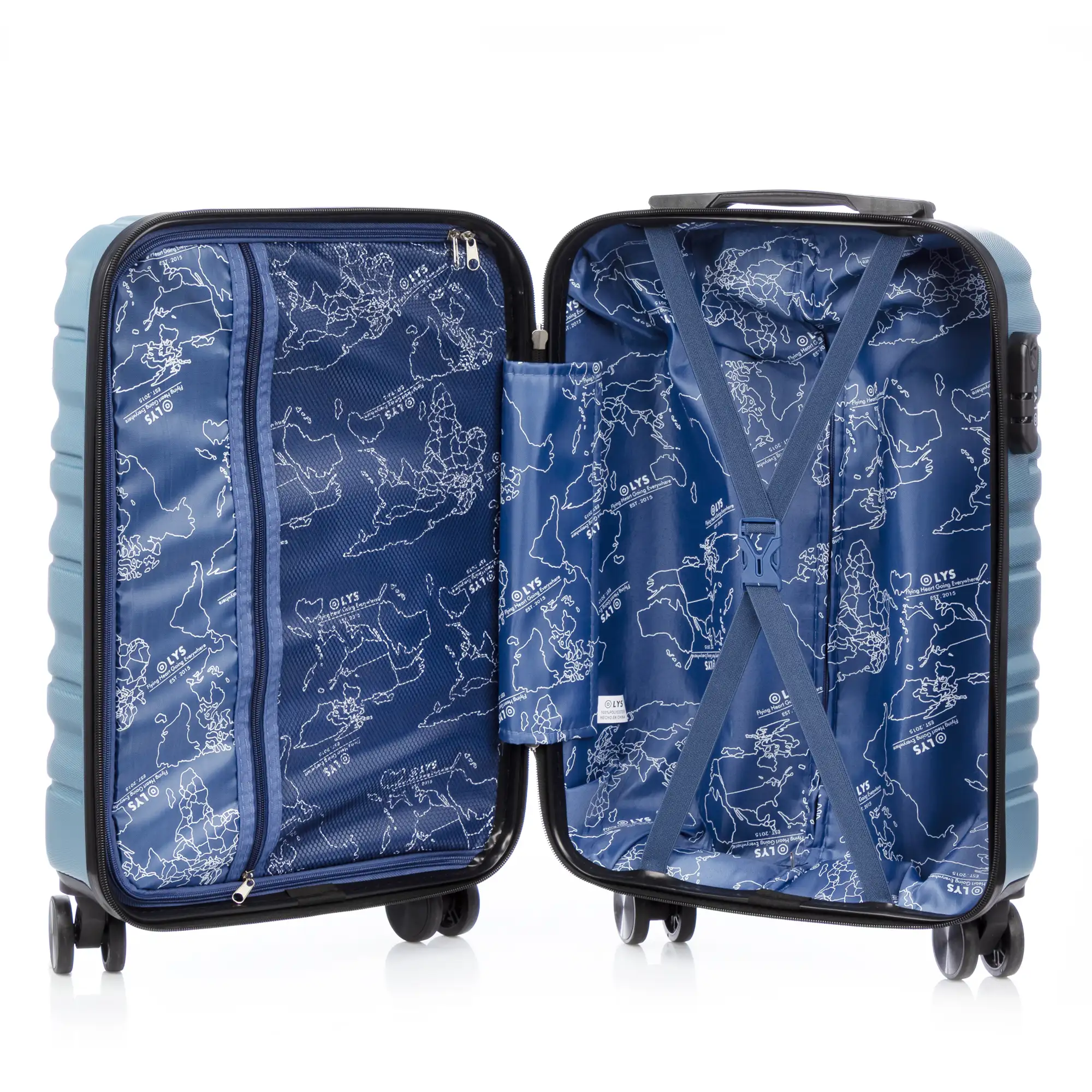 Juego de 3 maletas Trolley, en material ligero ABS de alta resistencia. Cerradura numérica y 4 ruedas giratorias 360° extraíbles en la maleta grande.
