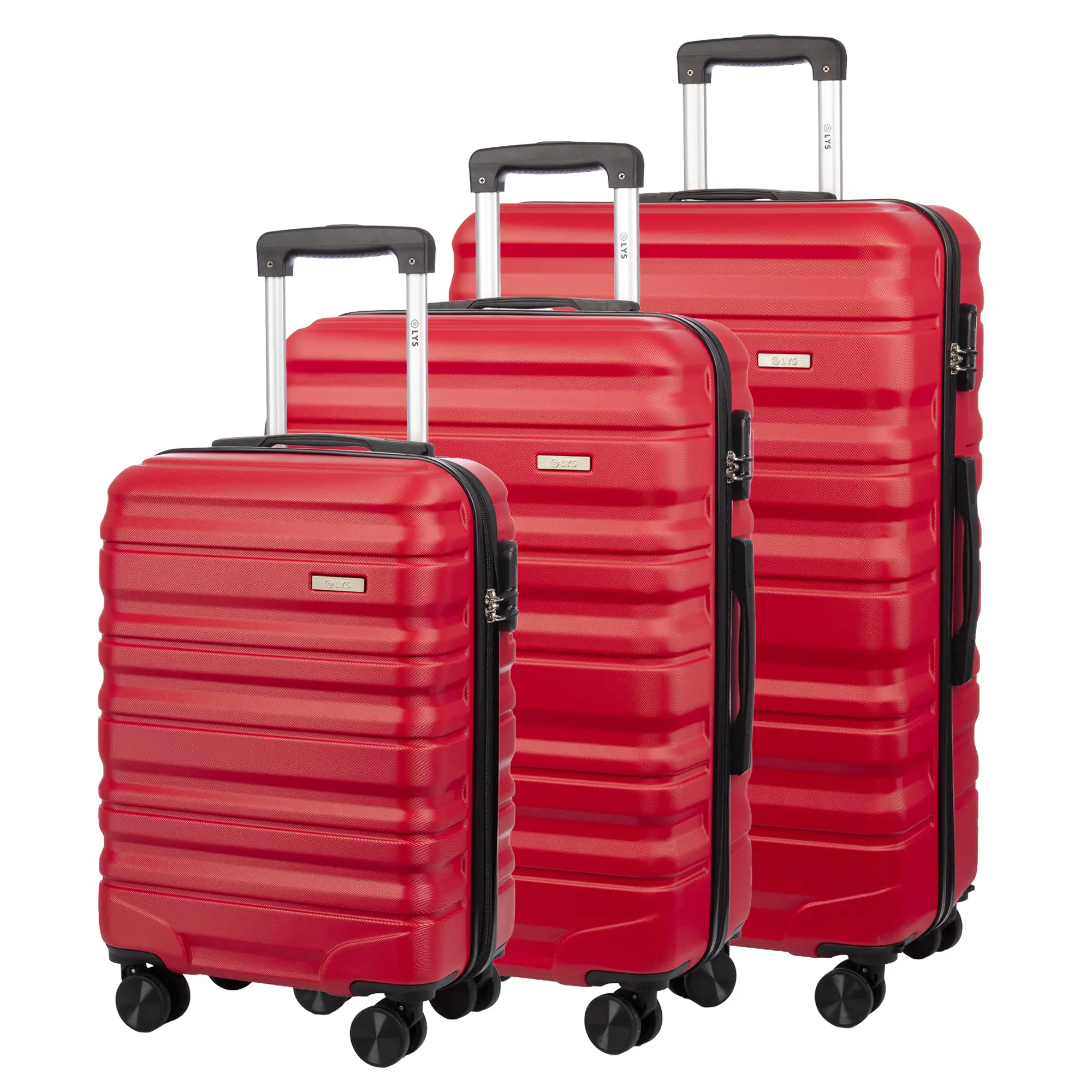 Juego de 3 maletas Trolley, en material ligero ABS de alta resistencia. Cerradura numérica y 4 ruedas giratorias 360° extraíbles en la maleta grande.