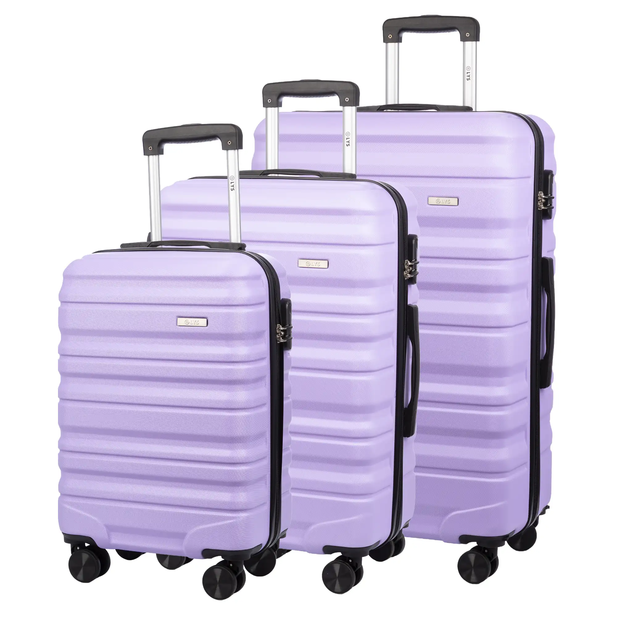 Juego de 3 maletas Trolley, en material ligero ABS de alta resistencia. Cerradura numérica y 4 ruedas giratorias 360° extraíbles en la maleta grande.