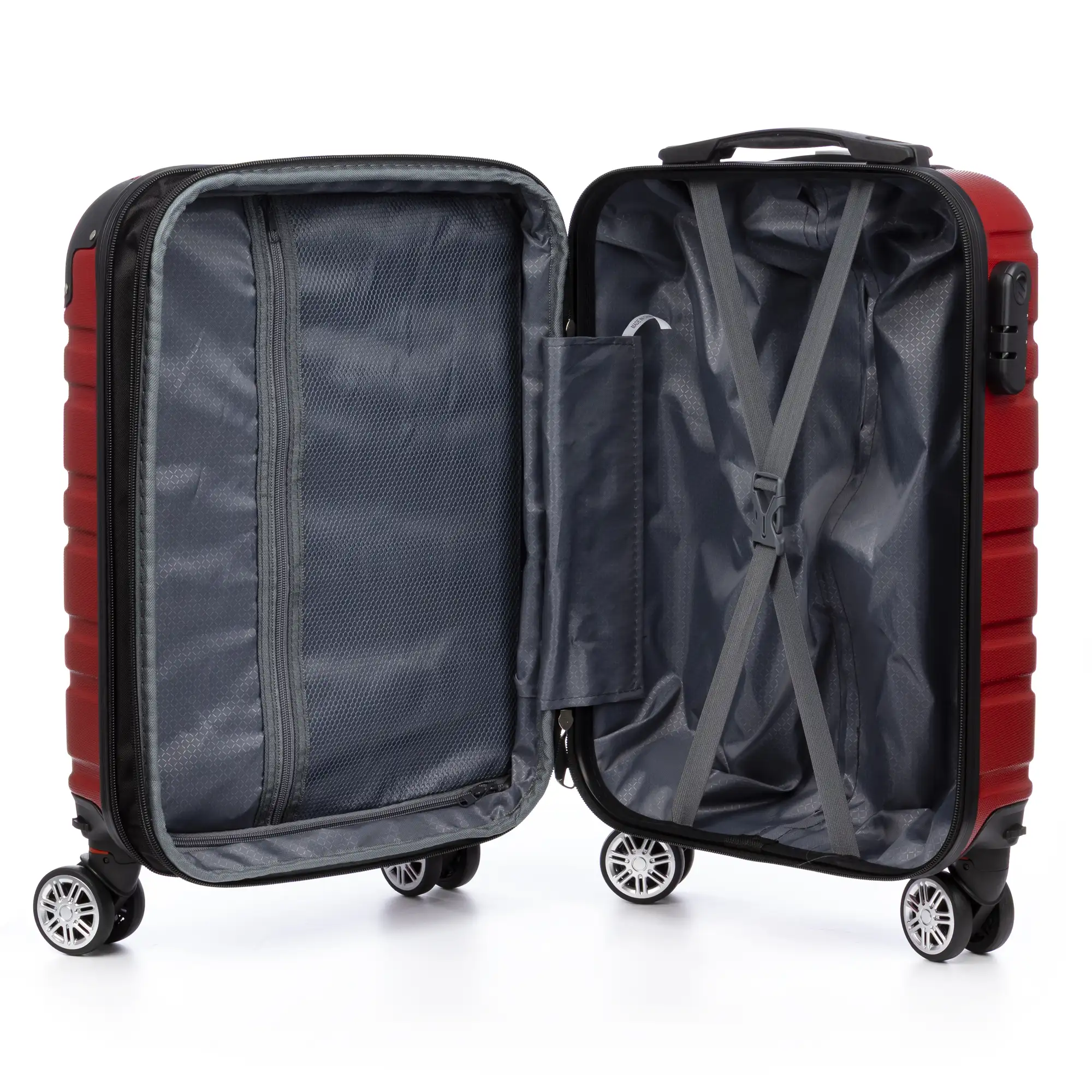 Juego de 2 maletas Trolley extensibles, en material ligero ABS de alta resistencia con esquinas reforzadas. Cerradura numérica, 4 ruedas dobles giratorias 360° y extraíbles.