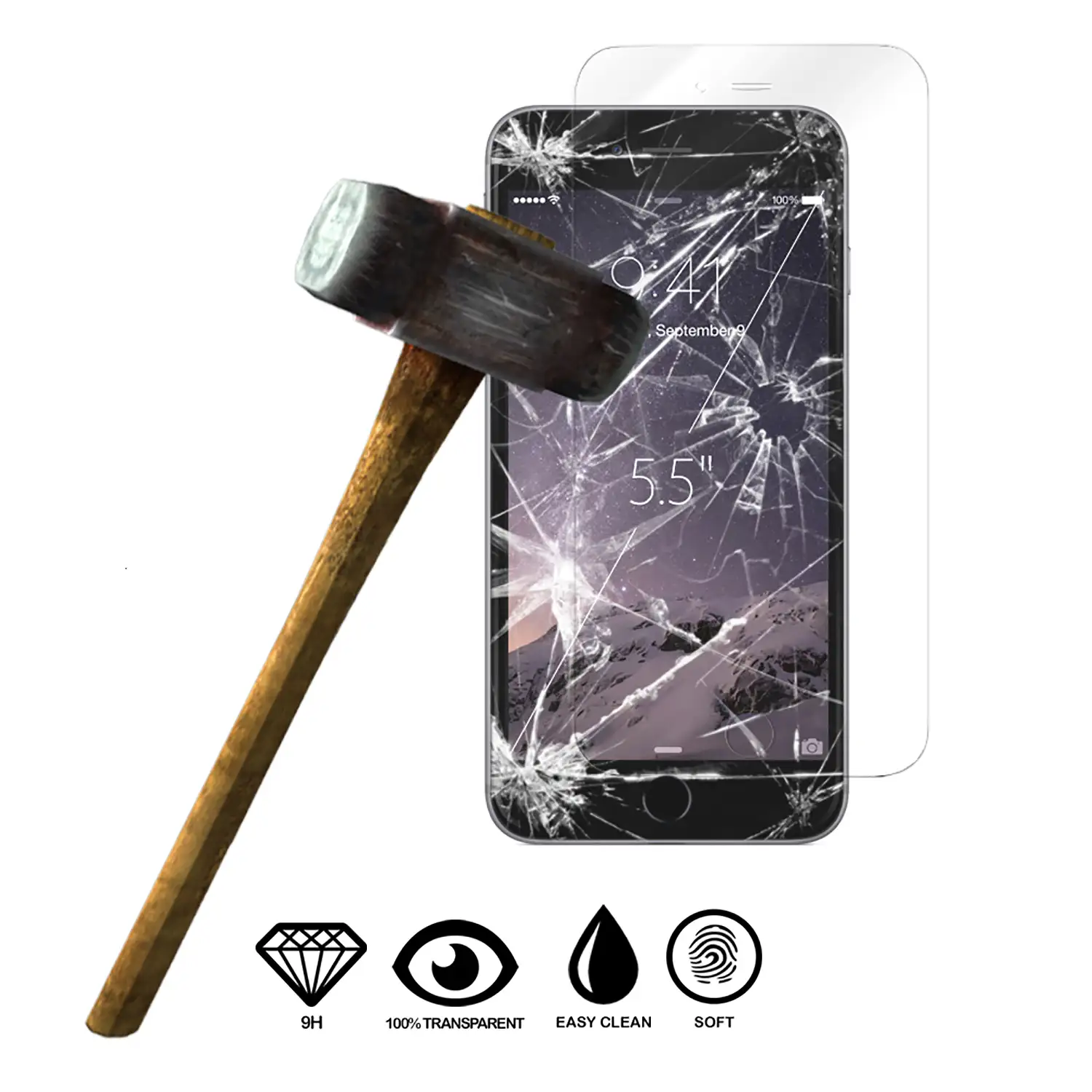 Protector de pantalla de cristal templado 2.5D para iPhone 6/6S Plus