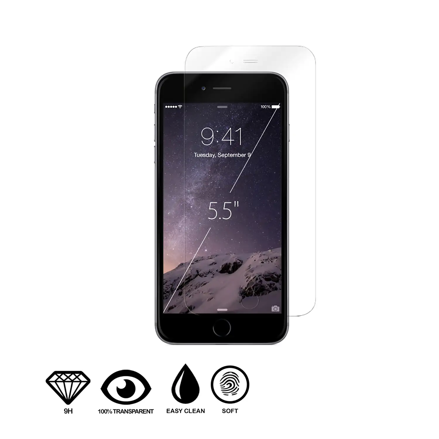 Protector de pantalla de cristal templado 2.5D para iPhone 6/6S Plus