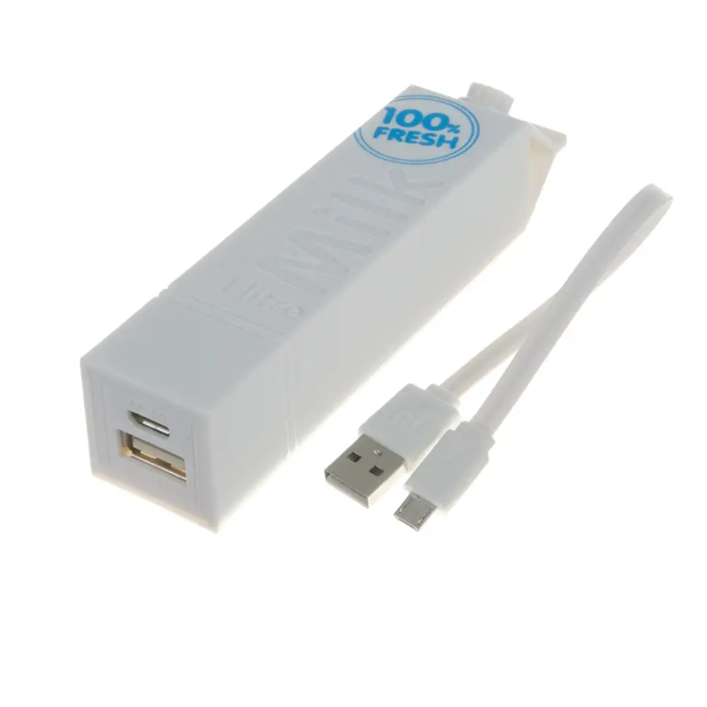 BATERÍA POWER MILK PORTABLE DISEÑO CAJA DE LECHE. 2600 mAh.